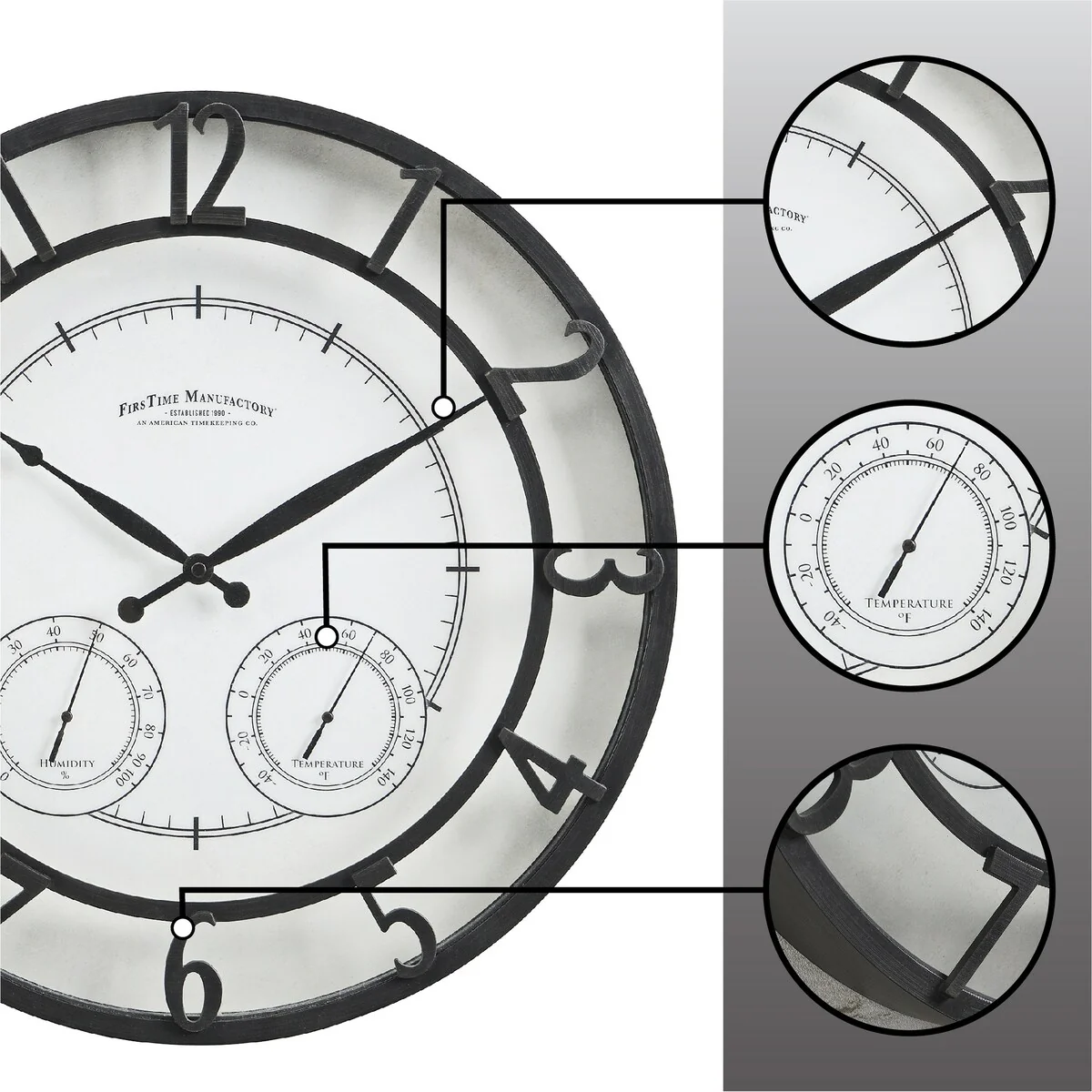 18" Bronze-Tone Outdoor Wall Clock, Weather-Resistant Plastic, Farmhouse Style - Image 6