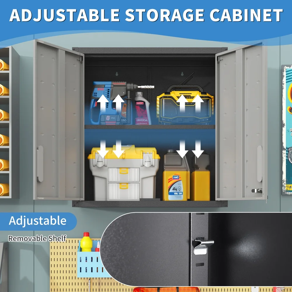 Tcbosik Rolling Storage Cabinet with Storage, Metal Tool Cabinet with Adjustable Shelf and 2 Doors, Lockable Storage Cabinet for Home Office Garage Basement, Black - Image 17
