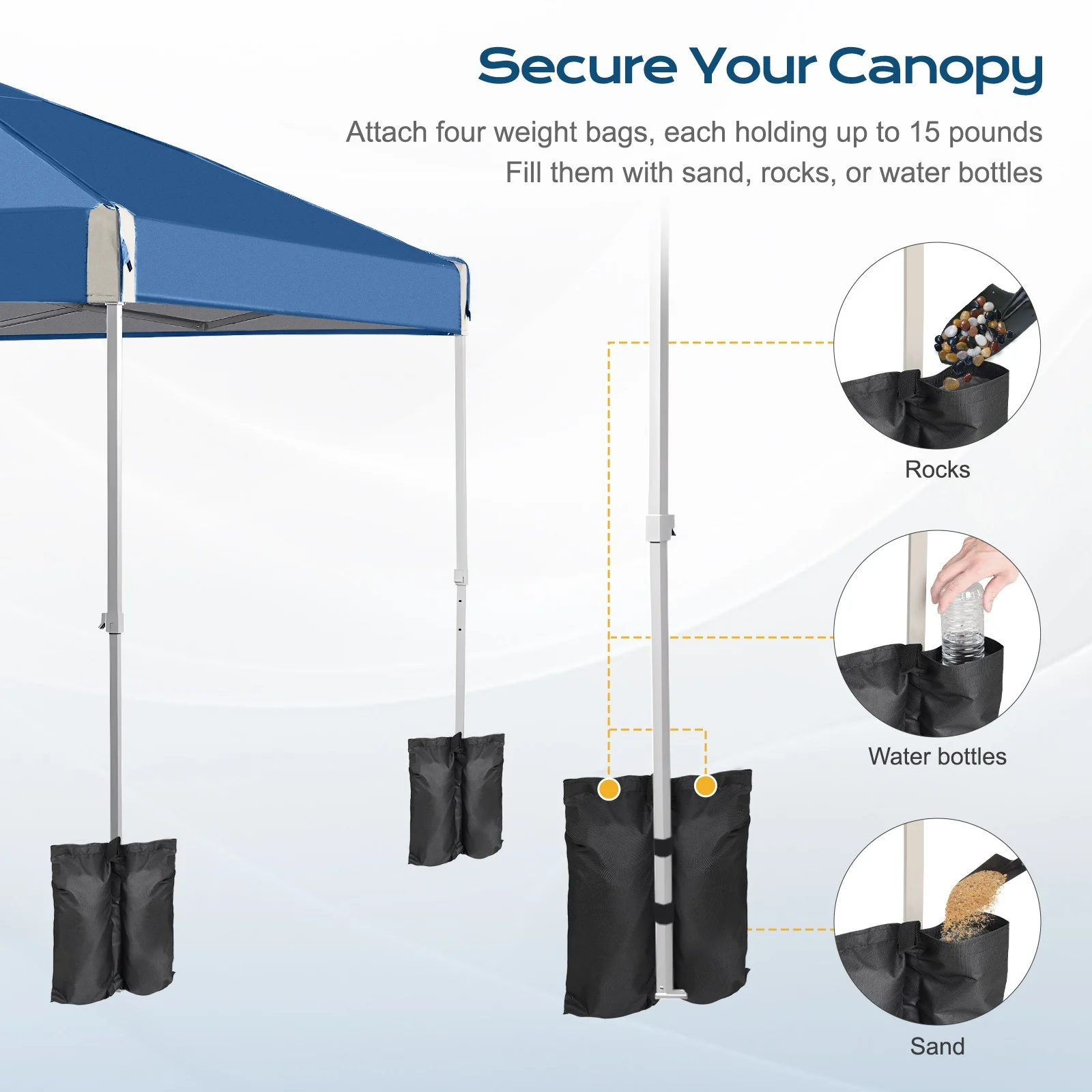 XiHuaZhaoChen Canopy Tent Easy Set-up Outdoor Patio Canopy Adjustable Straight Leg Heights Instant Shelter with Wheeled Bag,Gray,10' x 10' - Image 13