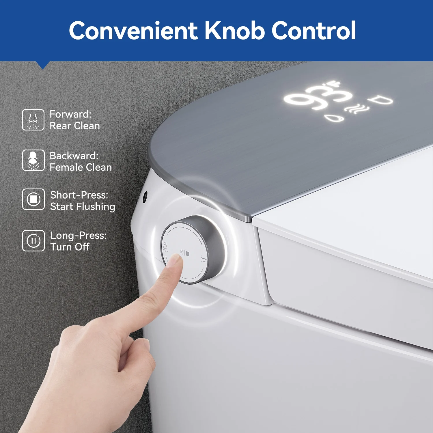 HOROW Smart Bidet Toilet Adjustable Cleaning , Heated Seat, No Water Pressure Limit, Auto Open/Close - Image 4