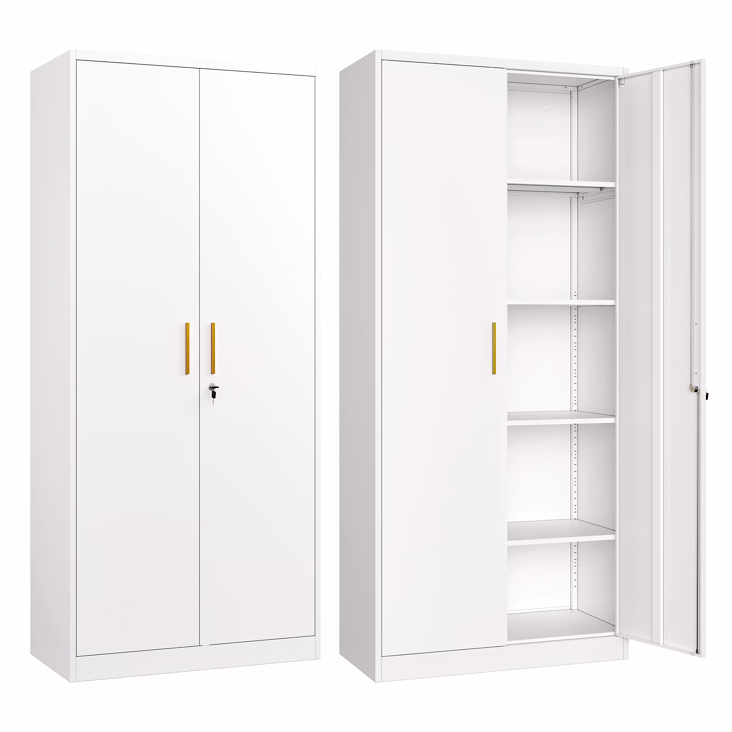 AUHUP 71" Metal Cabinet with Locking Doors and 5 Adjustable Shelves, Black Garage Storage Cabinet for Warehouse, Basement, Home Office, Tool File Storage Utility Cabinets - Image 5