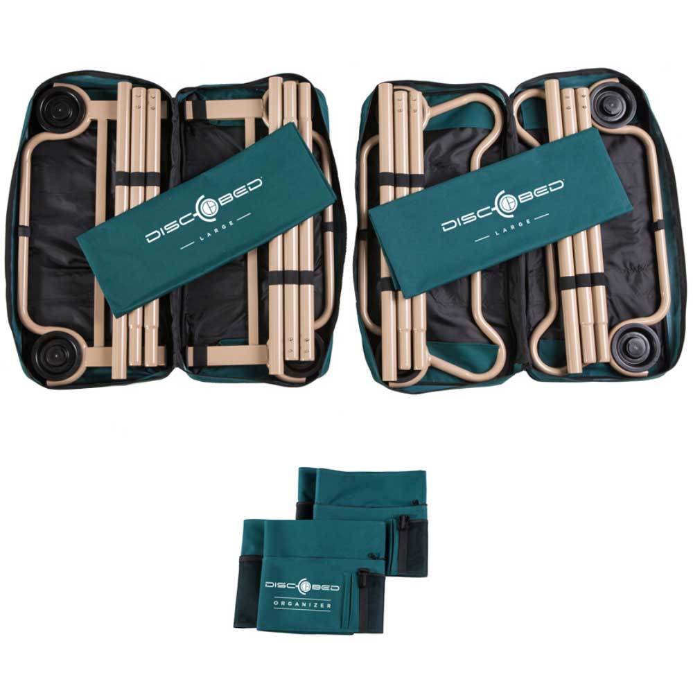 Large Benchable Double Cot with Storage Organizers, Green - Image 3