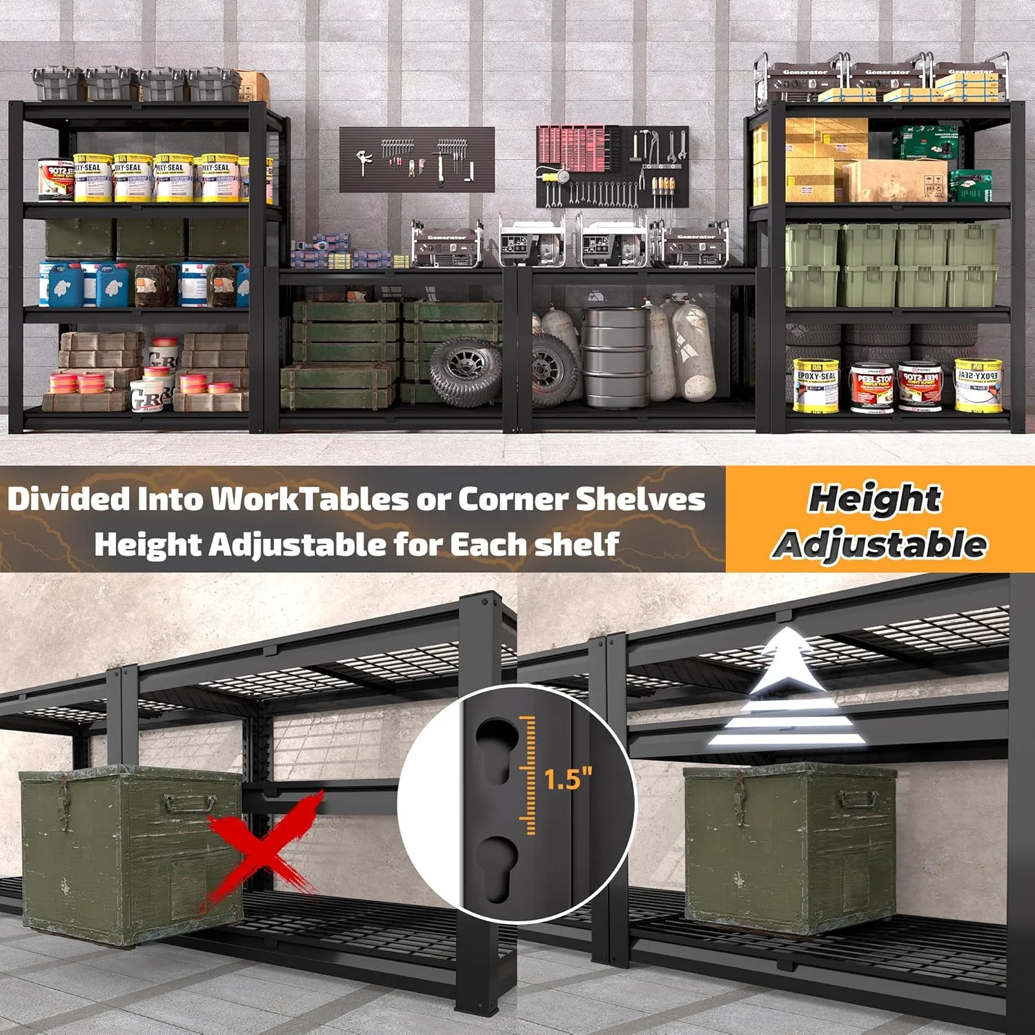 Heavy Duty Wire Storage Shelves -C Adjustable Industrial Metal Shelving Unit -C Utility Shelf for Garage, Warehouse, Basement, Pantry, Commercial - Image 4