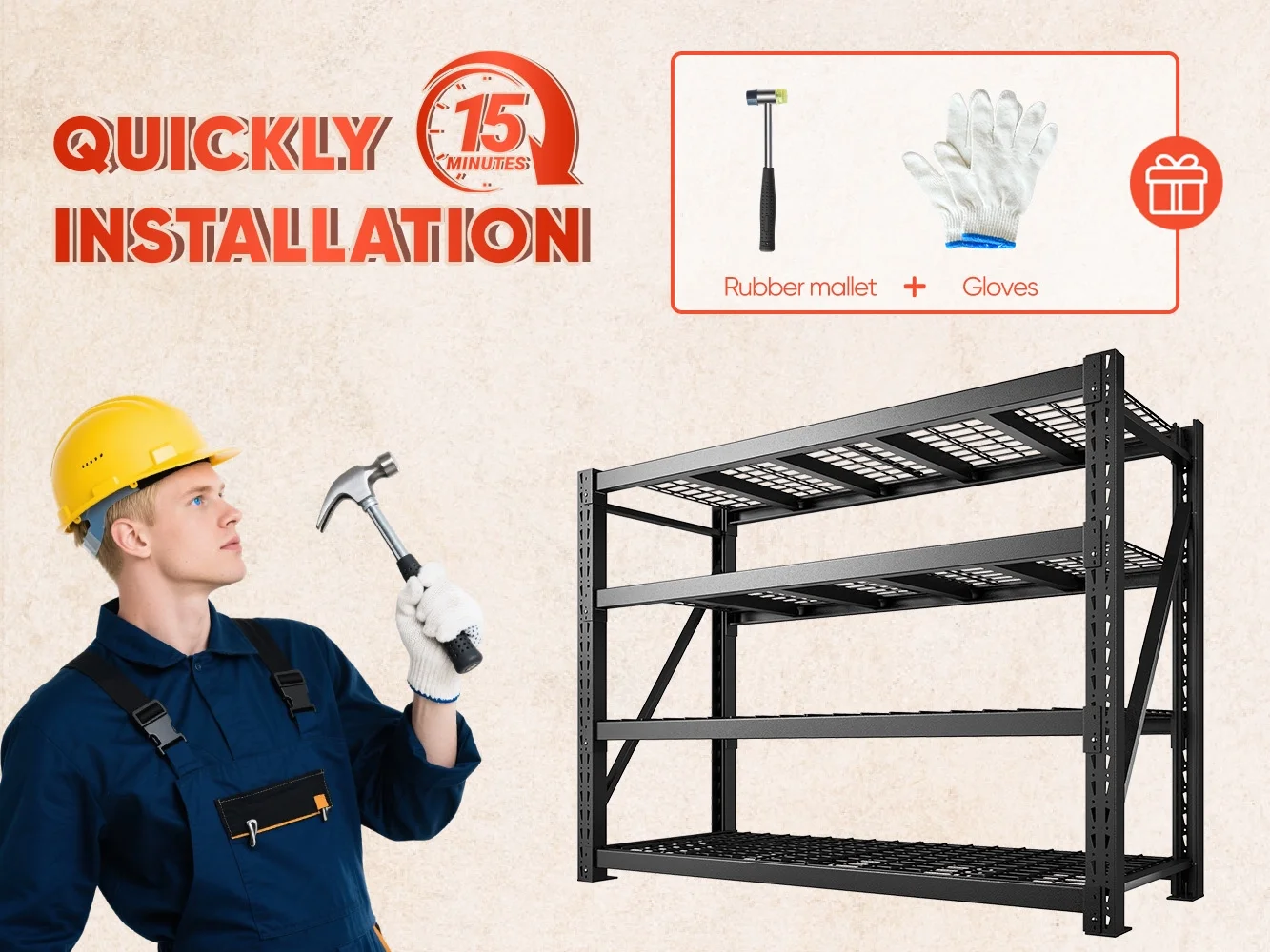 REIBII 11000LBS Heavy Duty Industrial Shelving Unit for Garage Storage,Shop,Warehouse,Basement,Commercial,60"W x 24"D x 72"H - Image 19
