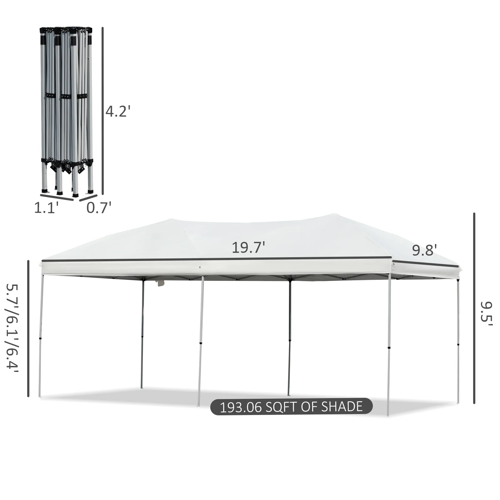 Outsunny 10' x 19' Pop Up Canopy with Easy Up Steel Frame, 3-Level Adjustable Height and Carrying Bag, Sun Shade Event Party Tent for Patio, Backyard, Garden, Blue - Image 22
