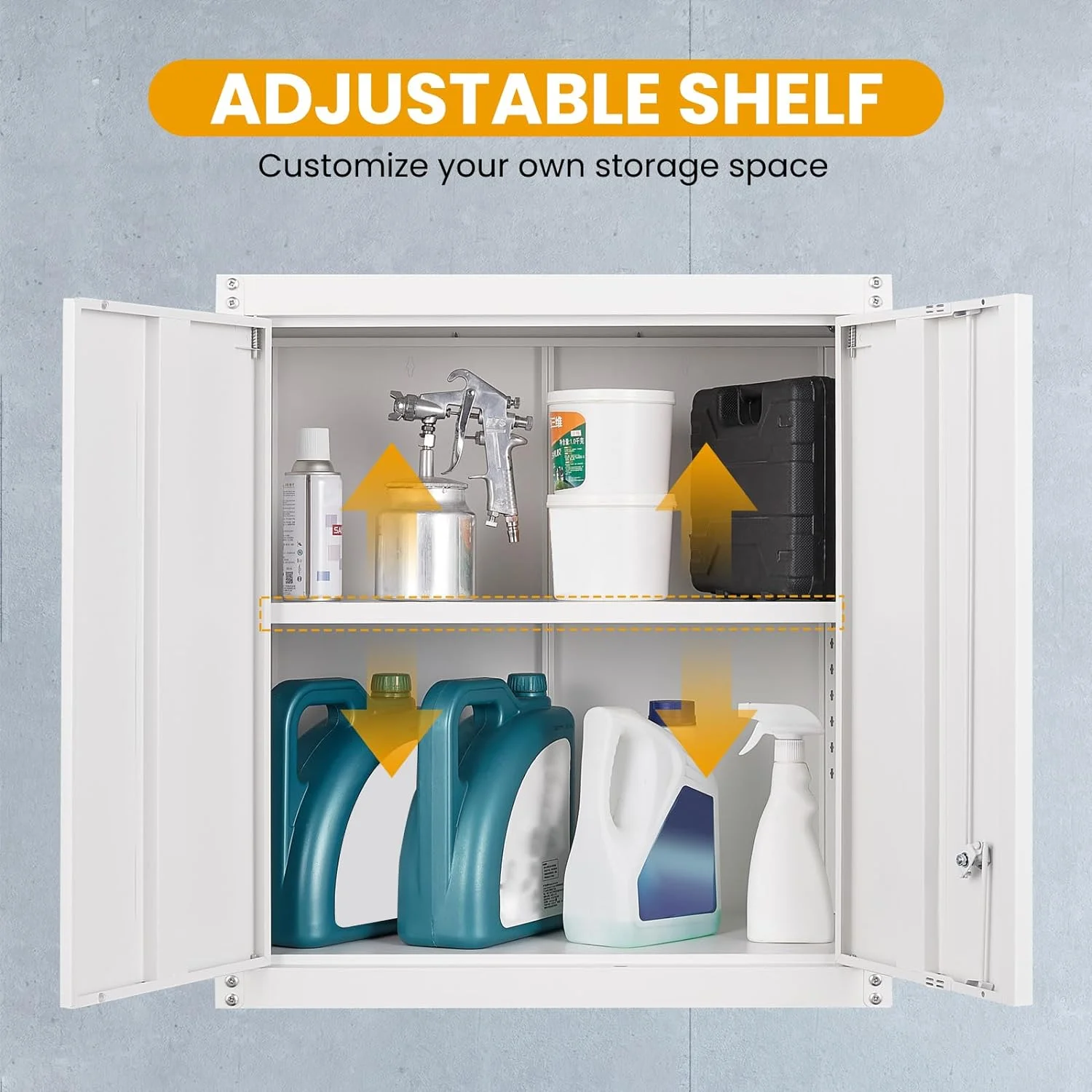 Garage Storage Cabinets Wall Mounted, 28-H Wall Cabinet Storage for Tools, Metal Cabinets with Doors and Shelves, Locking Wall Cabinet, Floating Garage Tool Cabinet for Warehouse - Image 14