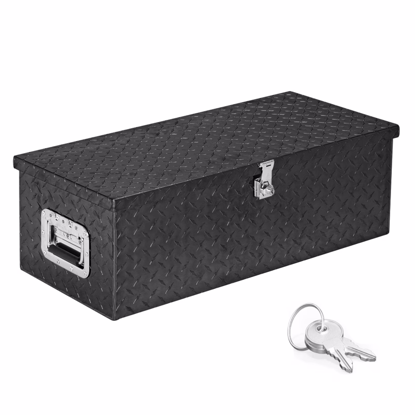 30- Aluminum Truck Tool Box with Lock Trailer Pickup Underbody Truckbed Storage, Black