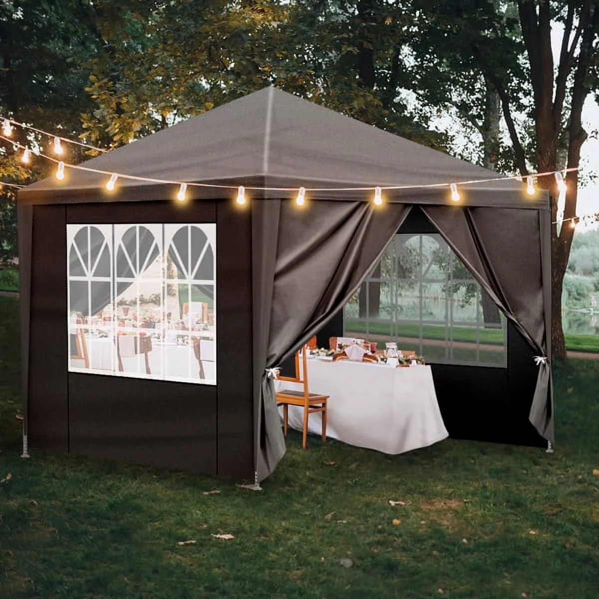 Sythers 10'x10' Pop Up Canopy Tent with 4 Removable Sidewalls, Portable Gazebo, UV Resistant Waterproof, Enclosed Canopy Tent for Outdoor Events, Patio, Backyard, Party, BBQ, Camping, Black - Image 2