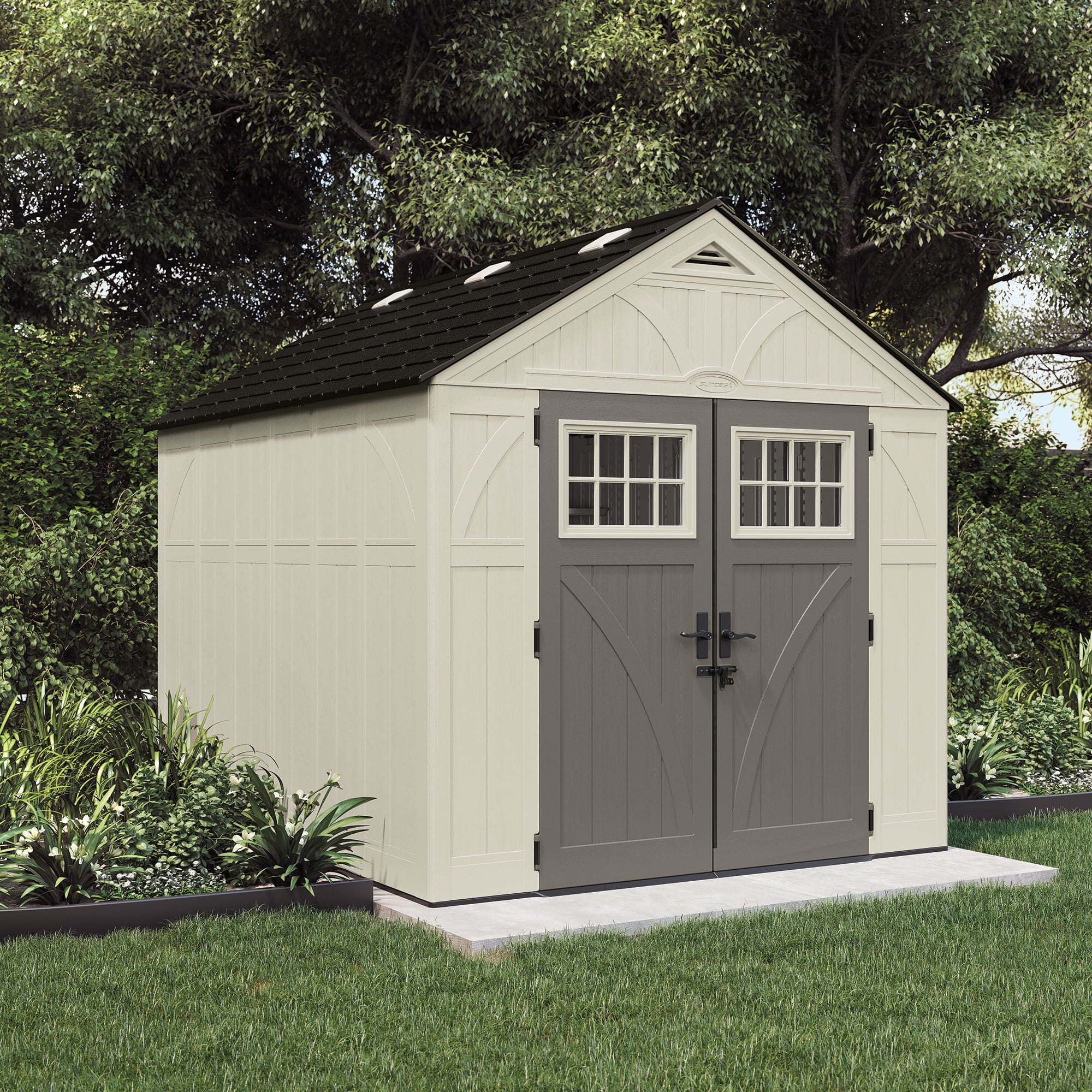 8 x 10 ft. Metal and Resin Storage Shed, Vanilla - Image 3