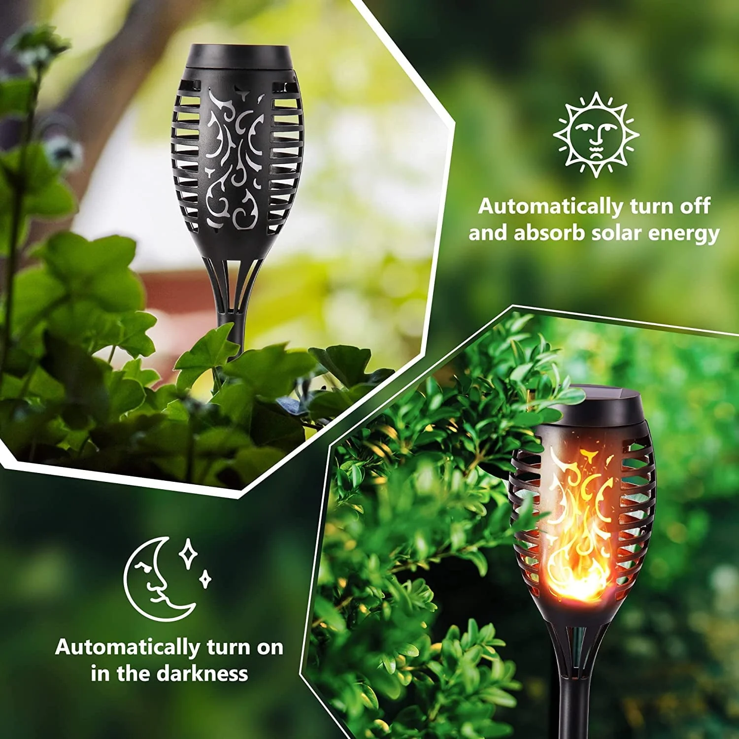 Toodour Christmas Solar Lights Outdoor with Flickering Flame, 12 Pack LED Solar Torch Lights, Waterproof Solar Garden Lights for Path Landscape Patio Christmas Decor - Image 5
