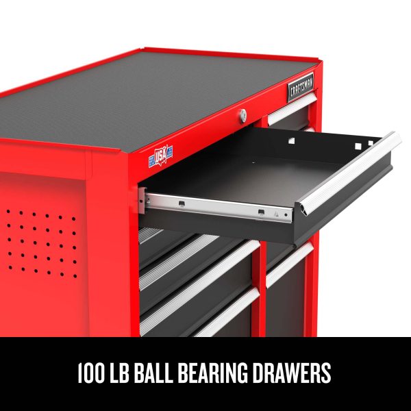 26-Inch W x 36.5-Inch H 5-Drawer Steel Rolling Tool Cabinet, Red - Image 6