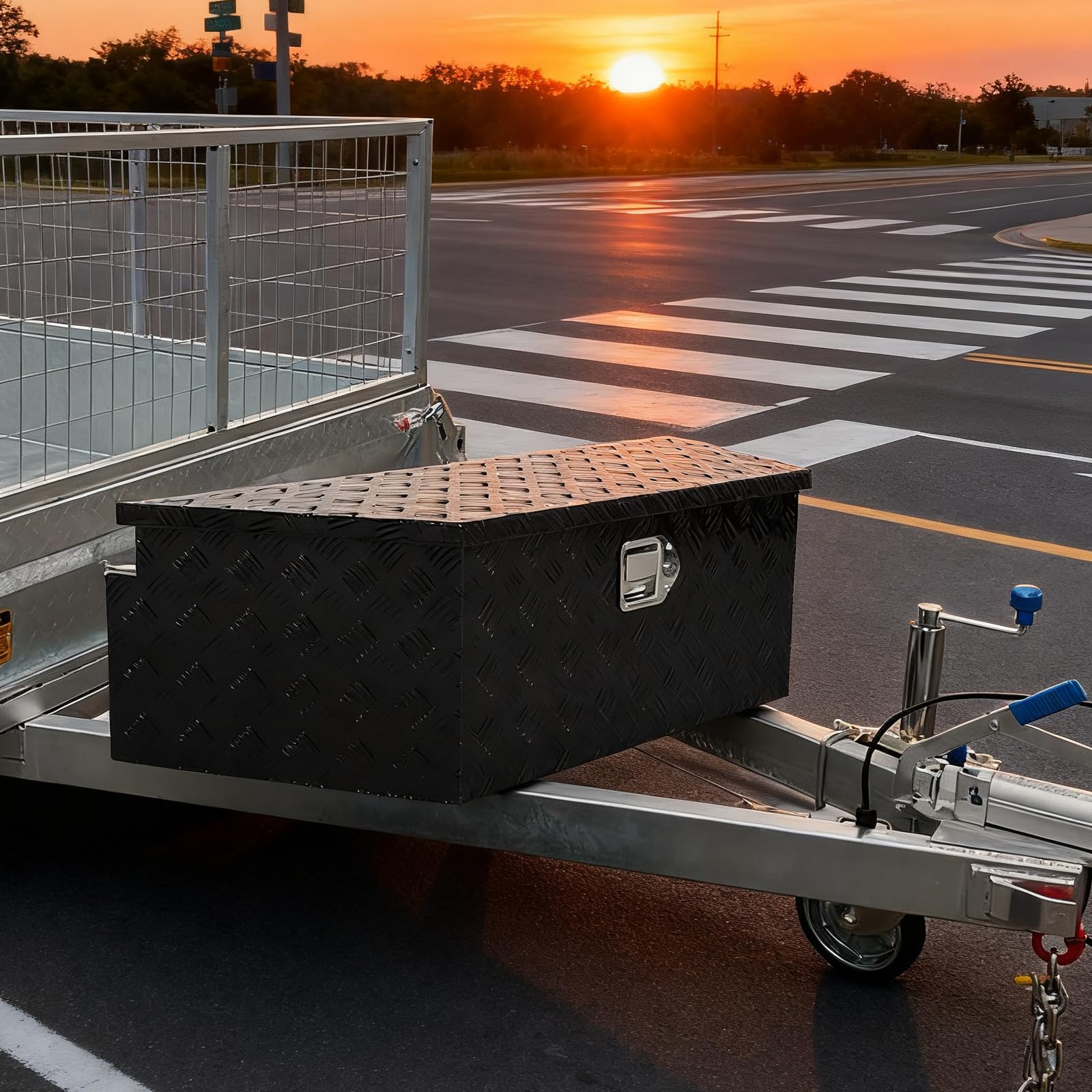 39 inch Trailer Tongue Box,Aluminum Trailer Tool Box for Storage,Trailer Box w/Lock and Keys,Heavy Duty Waterproof Black Box - 39 X 15 X 12 inch - Image 7