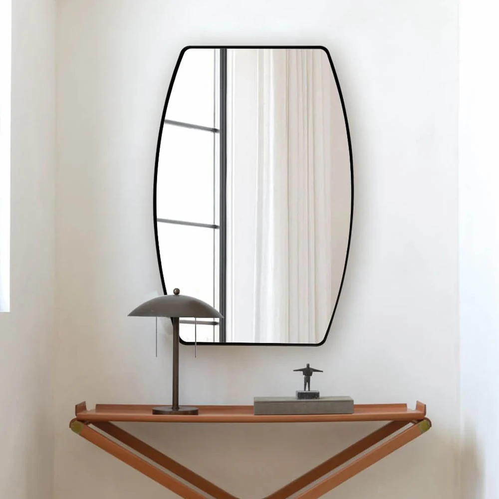 Modern Oblong Metal Wall Mirror, Decorative Elongated Hanging Mirror for Living Room, Bedroom and Entryway - Image 5