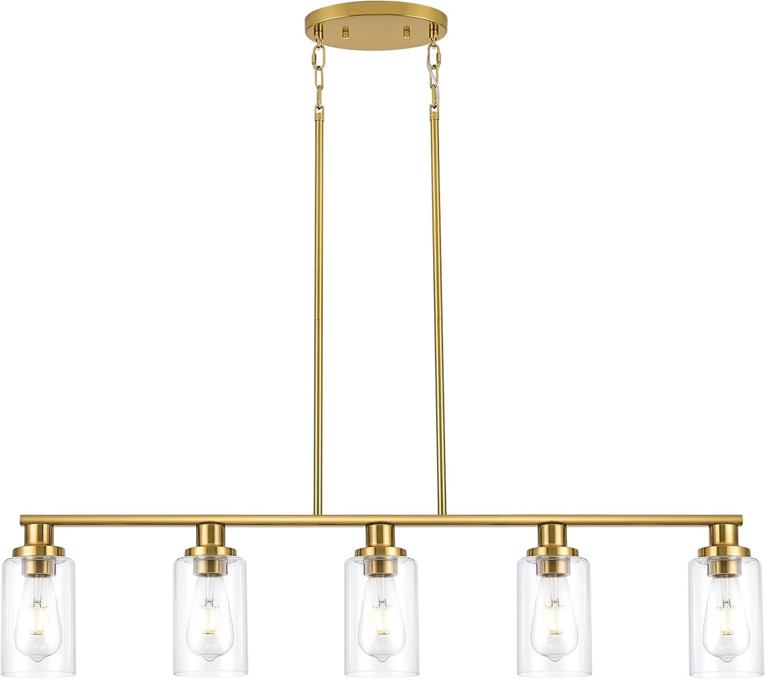 Kitchen Island Lighting, 4-Light Dining Room Light Fixtures Over Table,Gold Linear Chandelier for Dining Room Hanging,Pendant Lights Kitchen Island with Clear Glass Shade - Image 4