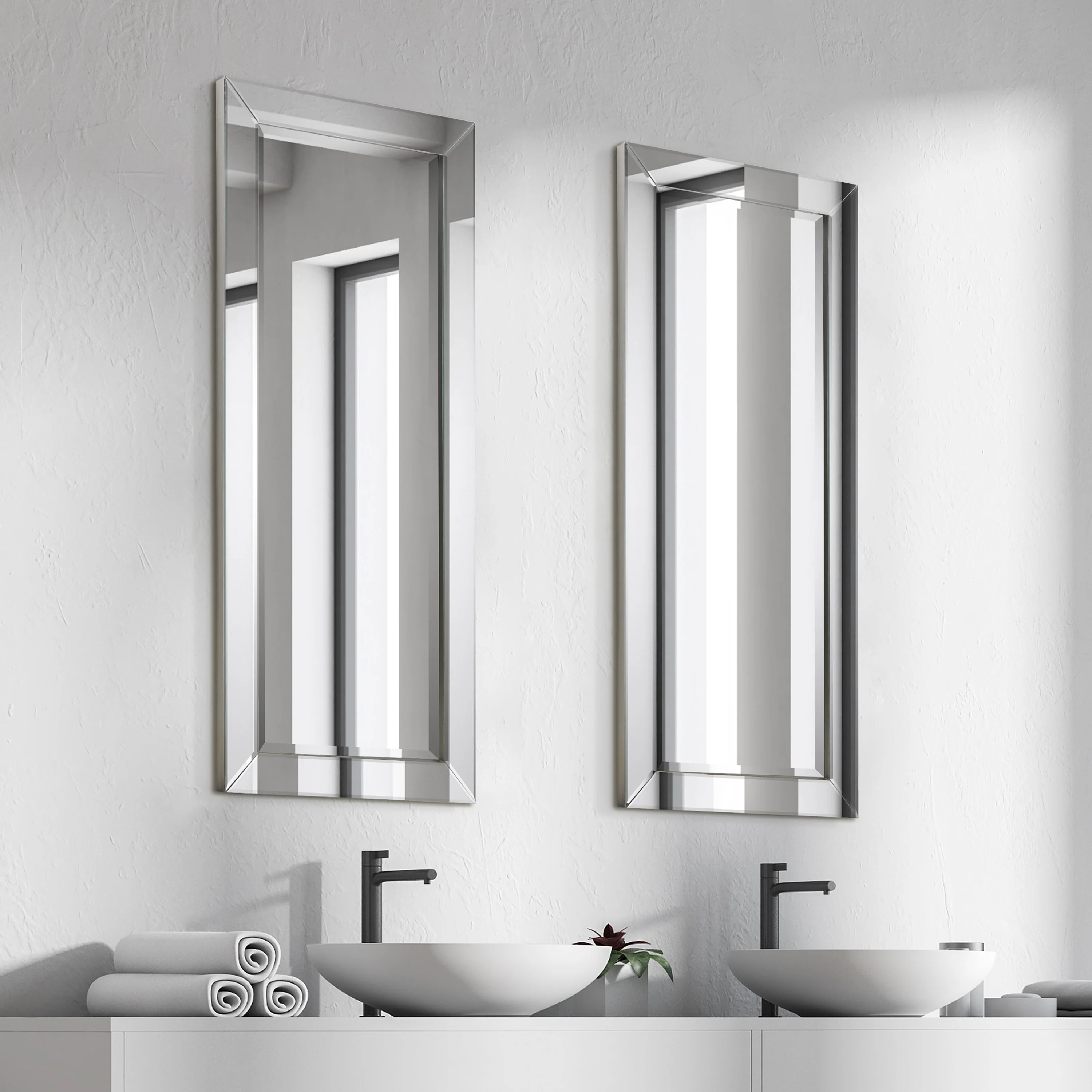Beveled Rectangular Clear HD Wall Mirror, Bathroom Vanity and Bedroom Mirror, 3 Sizes - Image 12