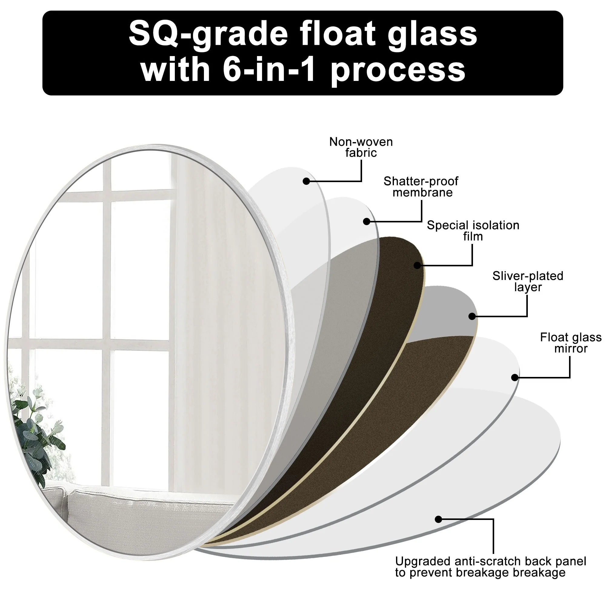 Modern Round Bathroom Vanity Mirror, Wall Mounted Circular Mirror for Bathroom, Bedroom and Home Decor - Image 20