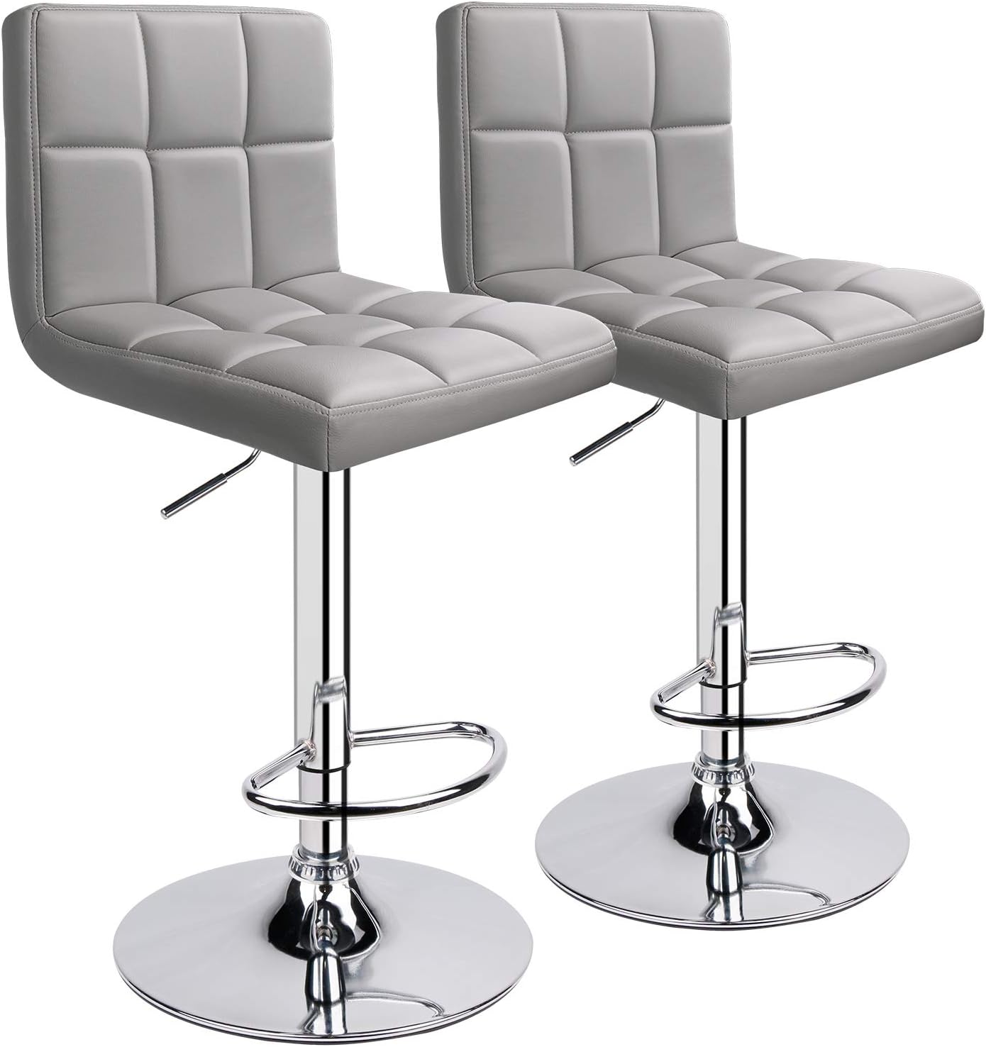 Leopard Bar Stools, PU Leather Bar Stool with Back, Set of 2, Light Grey - Image 9