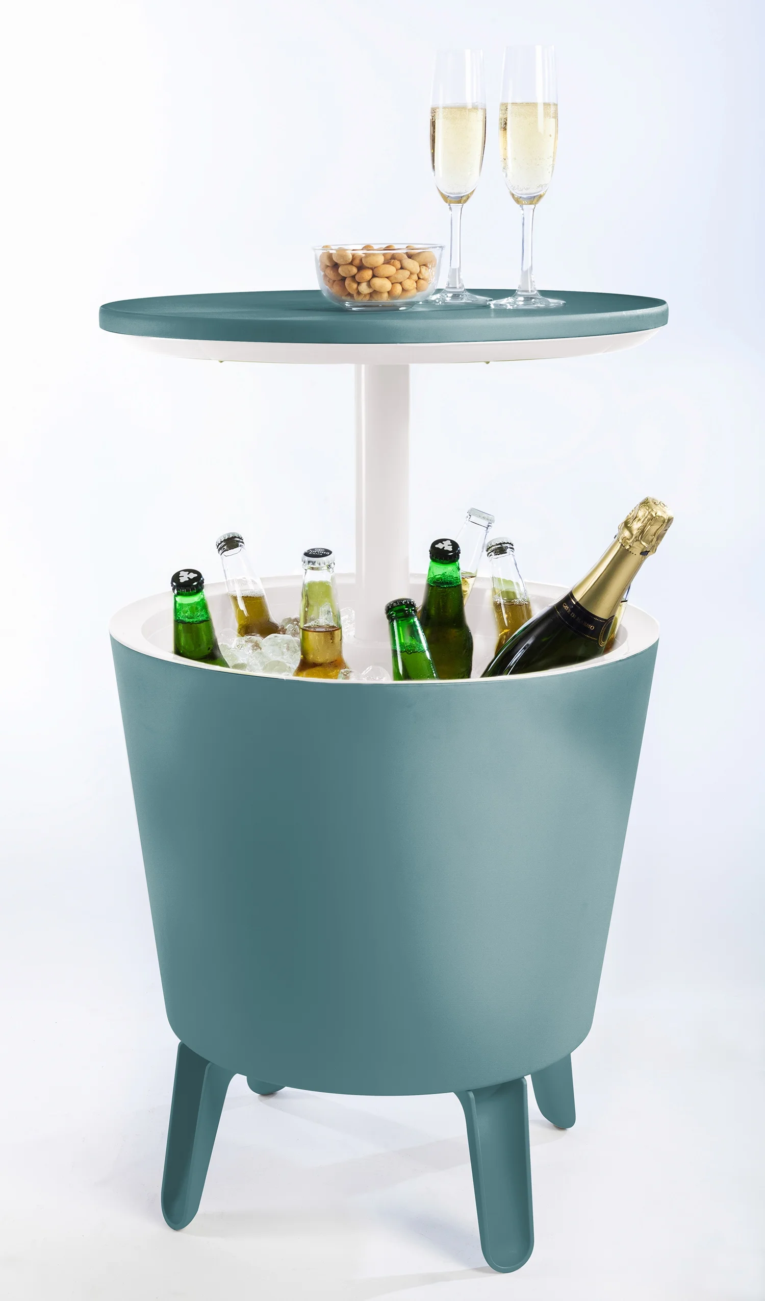 Keter Pacific 7.5 Gallon Cool Bar 2 in 1 Weather Resistant Side Table and Bar Durable Resin Outdoor Patio Beverage Cooler Table, Rattan Look Brown - Image 13