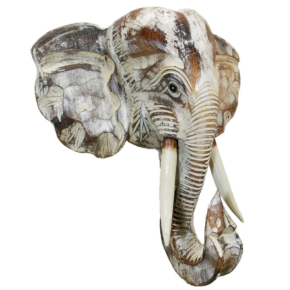 Wooden Elephant Head Wall Decor, Decorative Animal Sculpture Wall Art for Living Room, Bedroom and Home Decoration - Image 4