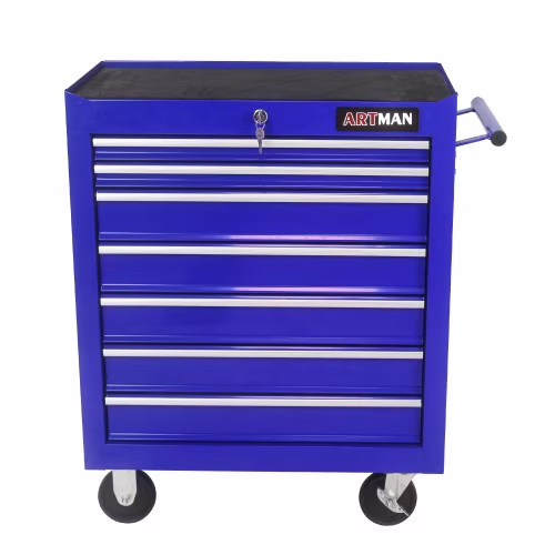 POVANLI 7-Drawer Rolling Tool Chest with Wheels Multifunctional Tool Chest Portable Tool Storage Cabinet with Locking System for Garage Workshop Warehouse Repair Shop - Image 5