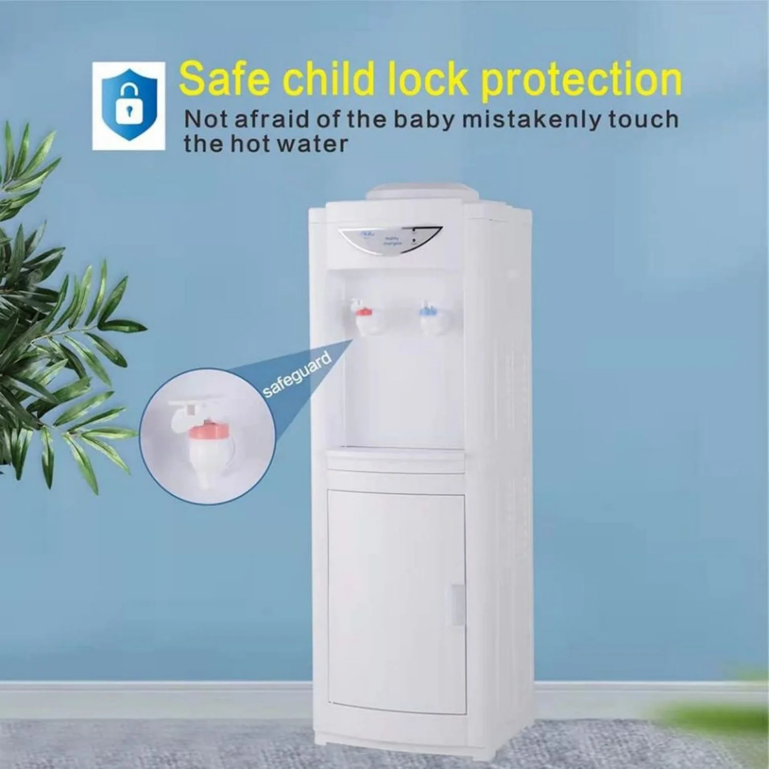 Water Cooler Dispenser 5 Gallon, Water Dispenser Hot & Cold Top-Loading Water Cooler for 5 Gallon Bottle with Child Safety Lock Removable Drip Tray & Storage Cabinet for Home Office - Image 7