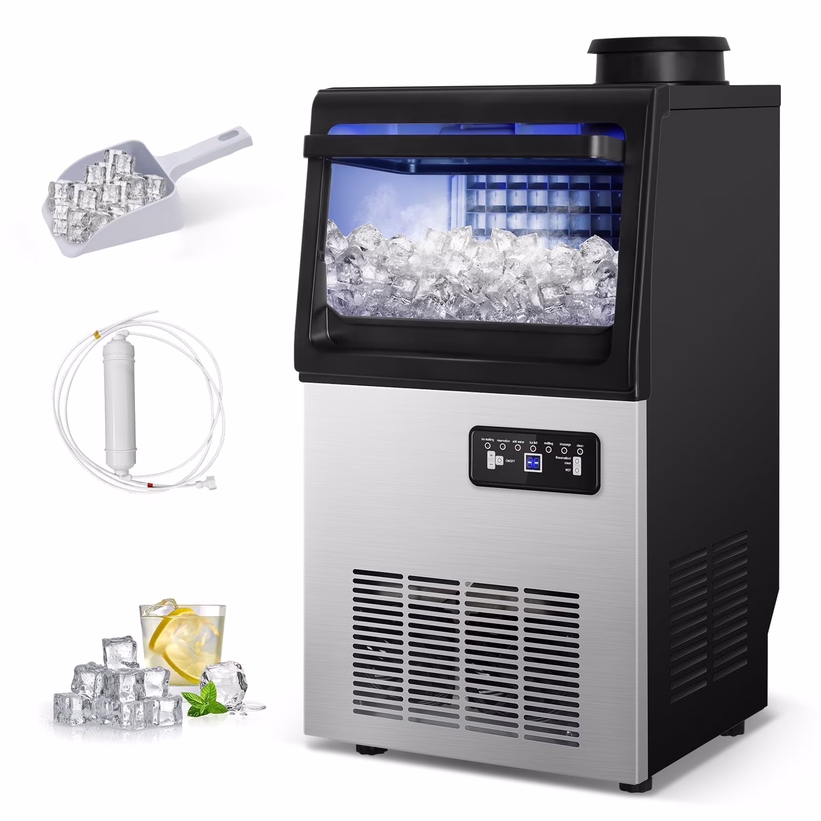 Tittla Commercial Ice Maker 88Lbs/24H,Ice Machine with 11 lbs Storage,36 Cubes in 15-25 mins
