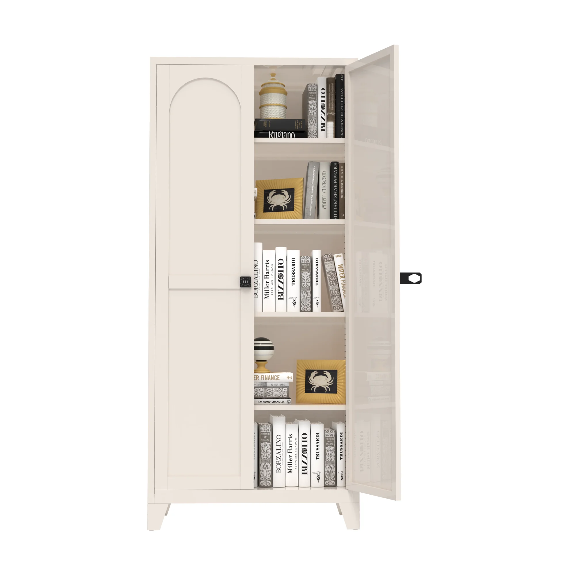 71 Inch Metal Storage Cabinet with 2 Doors and 5 Adjustable Shelves, Lockable File Cabinet for Organizing Garage, Pantry, Basement, Laundry Room or Mudroom, White - Image 23