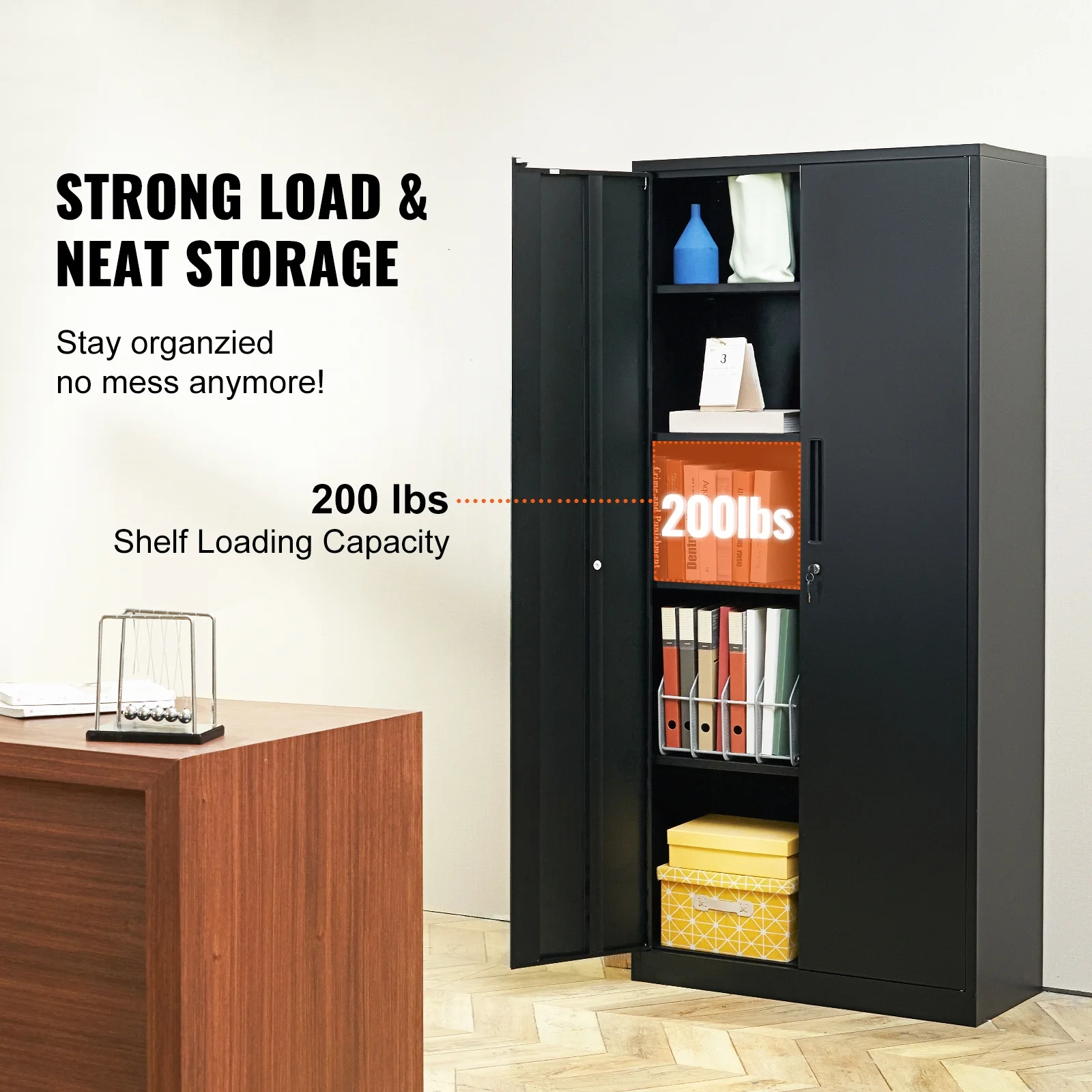 KFFKFF Iron Storage Unit, Secure Storage Unit with Dual Magnetic Entryways and Quartet of Customizable Racks, 71'' Iron Unit with 200 lbs Load Limit per Rack, Accompanied by Trio of Keys - Image 4