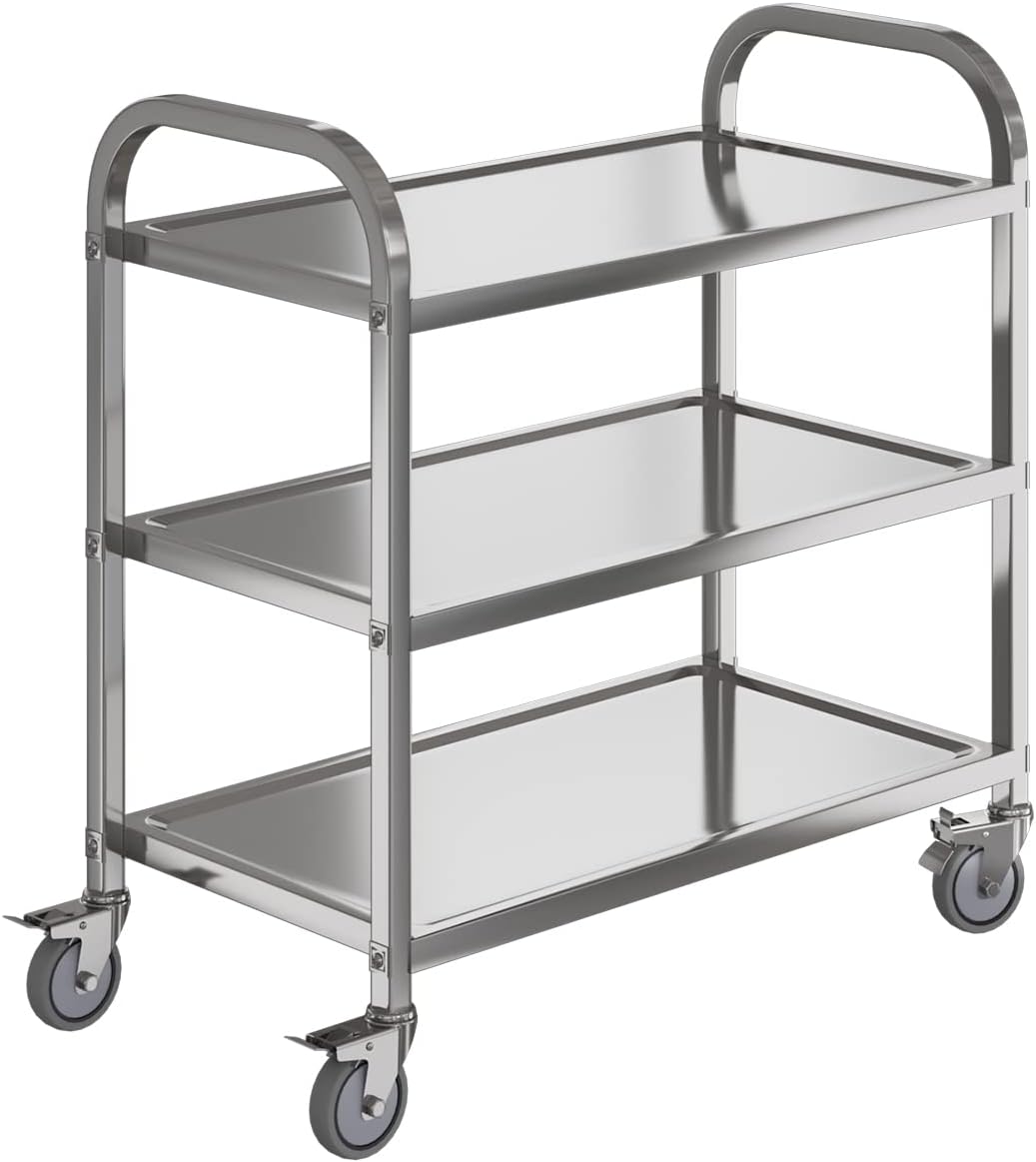 Heavy Duty Stainless Steel Utility Cart, 33.5 * 17.4 * 35.4' L*W*H - Image 2