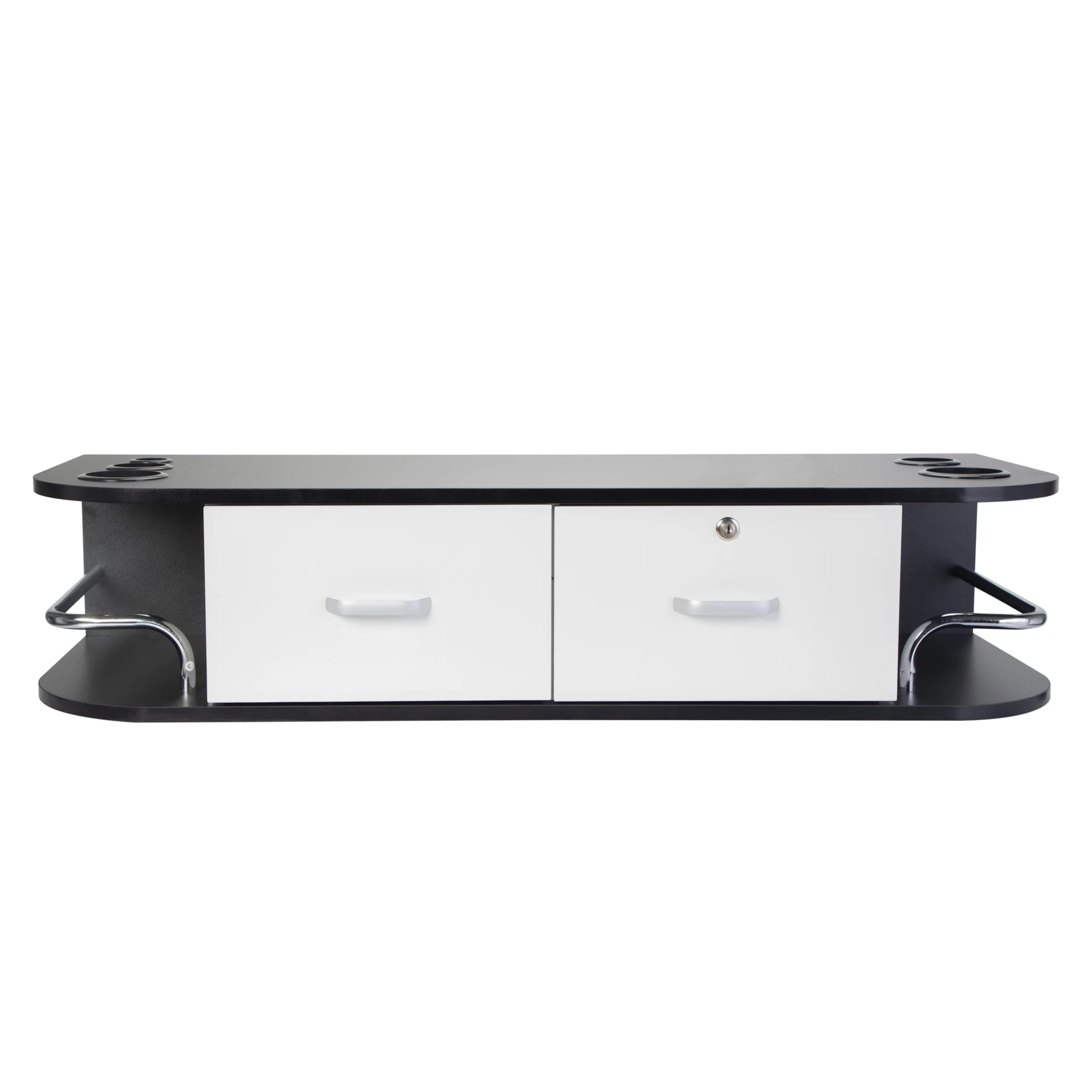 RESHABLE Modern Wall-Mounted Salon Station Barber Cabinet with Locking Drawer Storage Table for Hair Stylist Black - Image 27