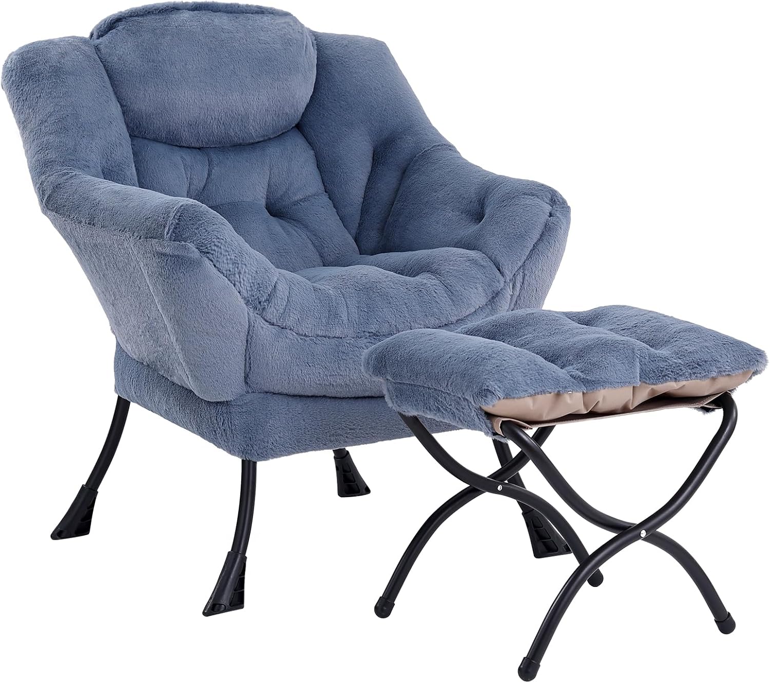 Modern Lazy Chair with Ottoman, Lounge Accent Reading Chair for Living Room - Image 5