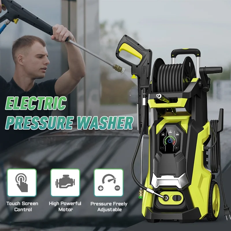 Electric Pressure Washer 5000PSI-Max 3.6GPM Power Washer Touch Screen Adjustable Pressure,4 Nozzles and 500ml Foam Cannon Power Washer Cleaning for Patio Yellow - Image 2
