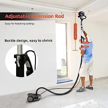 Danolapsi Drywall Sander,750W Electric Drywall Sander 7 Variable Speed 900-1800 RPM Sander with LED Light,Extendable Handle,Dust Hose,14 Pcs Sanding discs,Storage Bag - Image 4