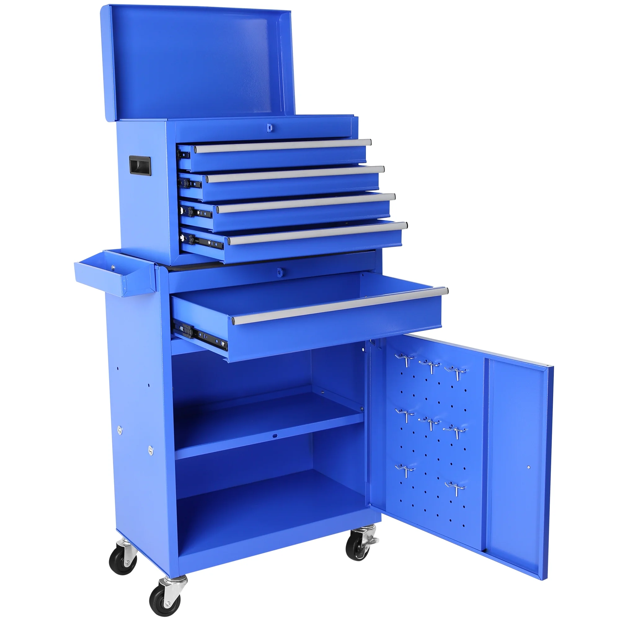 DUOSONG 5-Drawer Rolling Tool Chest, High Capacity Tool Storage Cabinet W/Lockable Wheels, Adjustable Shelf & Anti-Slip Liner, Detachable Tool Box Organizer, Rolling Tool Cabinet Blue Steel Tools & - Image 5
