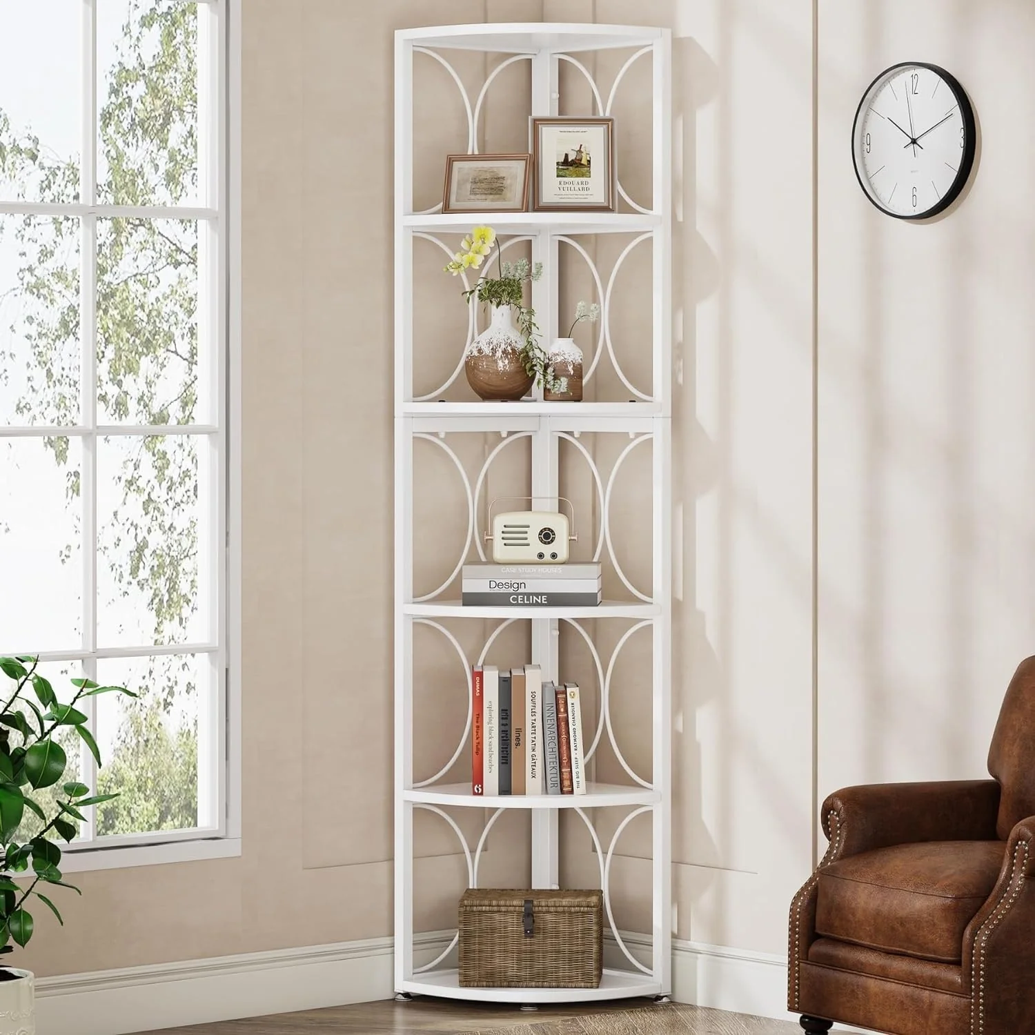 67 Inch Tall Corner Shelf, Freestanding Corner Bookshelf and Storage Shelving Unit - Image 8