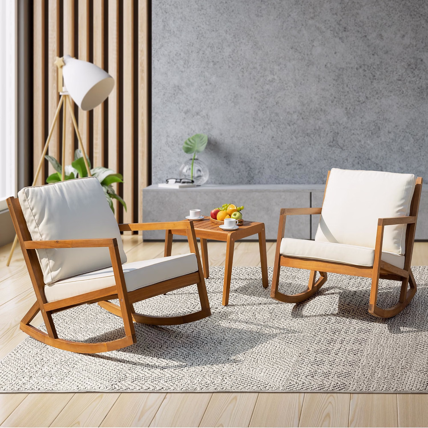 Heavy Duty 500lbs Weight Capacity Wicker Bistro Table and Chairs Set of 2 with Premium Olefin Fabric Soft Cushions - Image 5