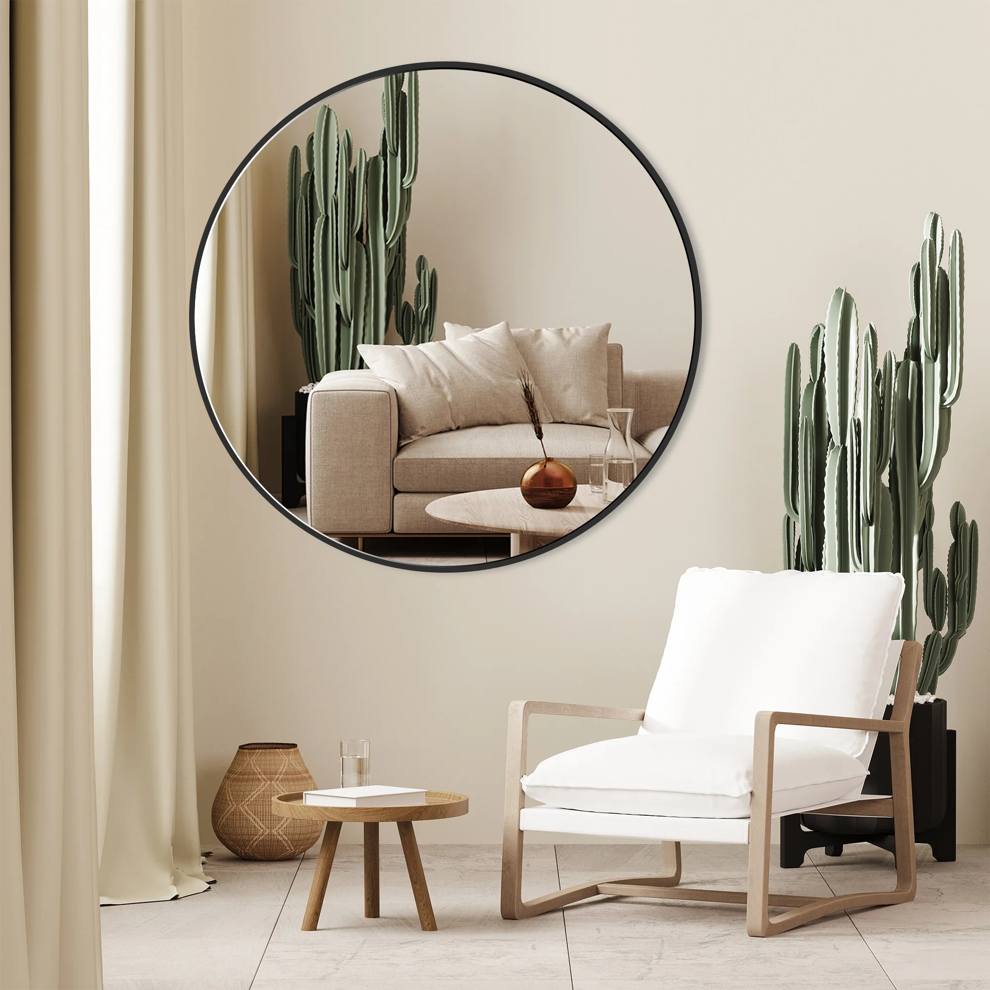 Modern Round Bathroom Vanity Mirror, Wall Mounted Circular Mirror for Bathroom, Bedroom and Home Decor - Image 45