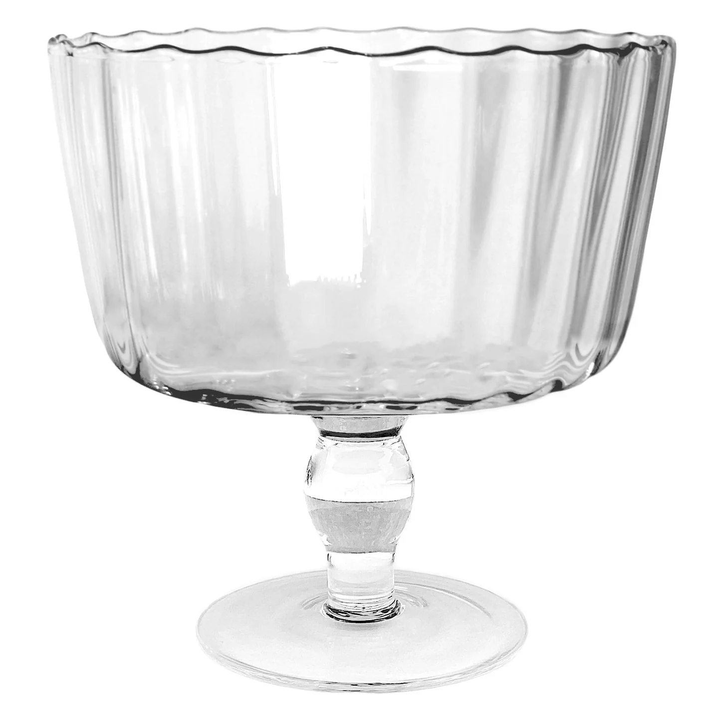 Large Glass Trifle Bowl with Scalloped Design, 168 Oz. Dessert Serving Bowl - Image 2