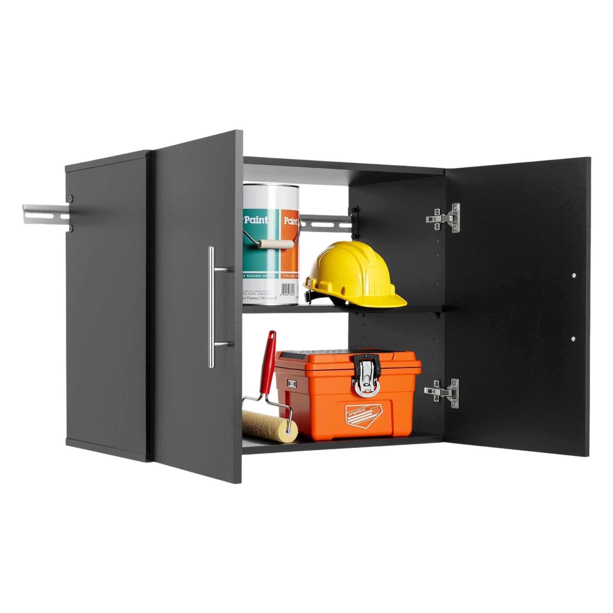 Prepac HangUps 30" Upper Wooden Garage Storage Cabinet in Black - Image 3