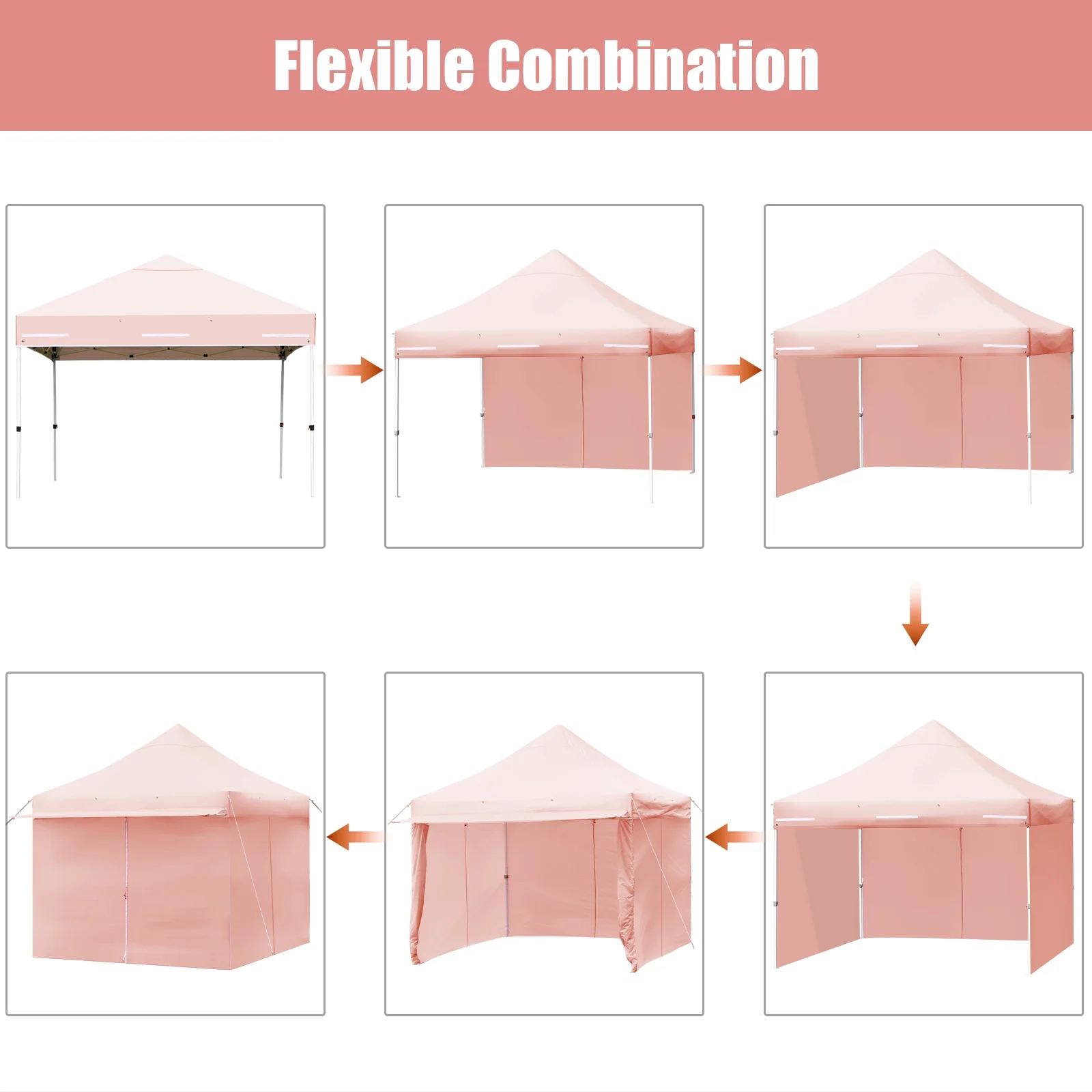 Patiojoy 10x10ft Pop up Tent, 4 Height Adjustment Folding Camping Tent with Awning Blue - Image 20