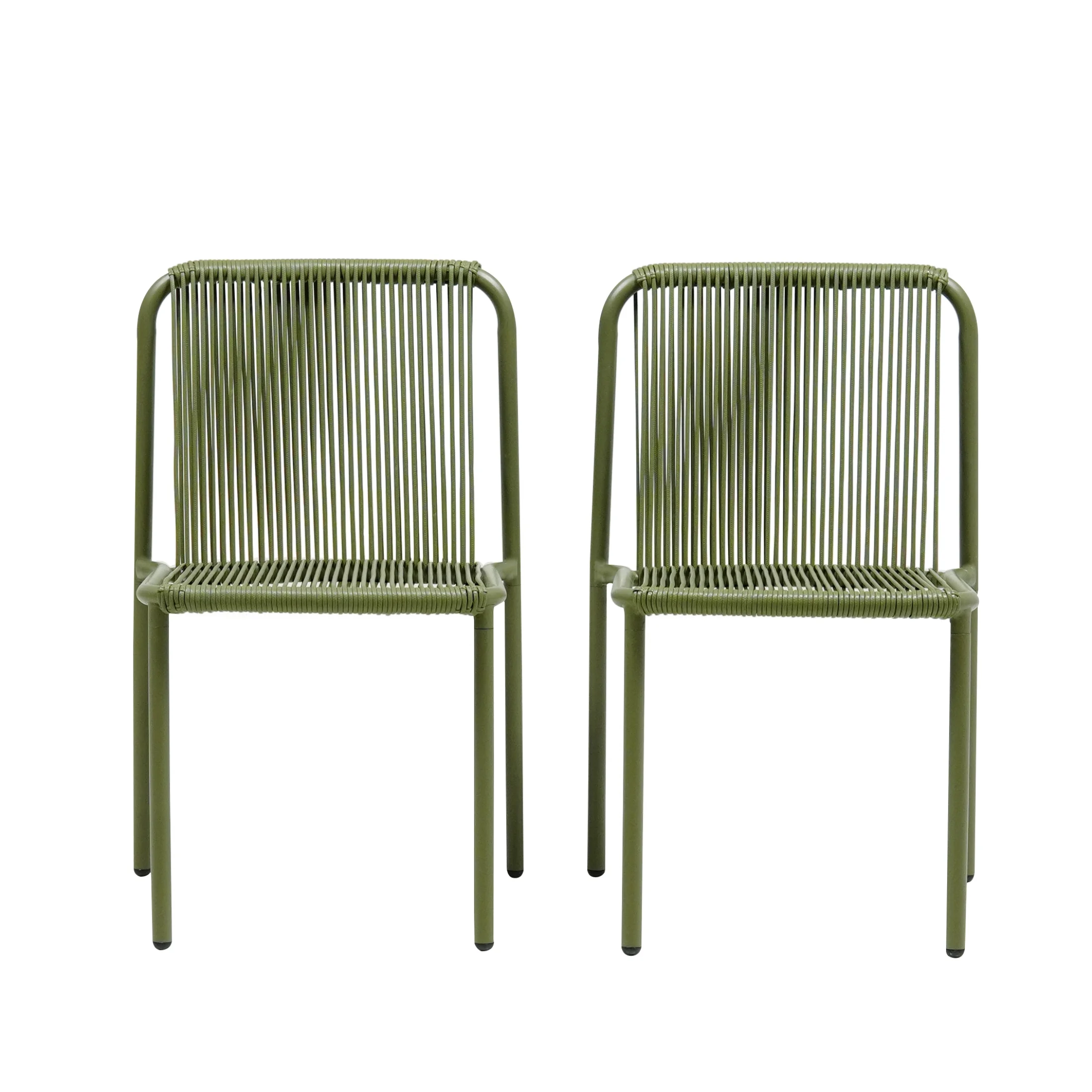 Christopher Knight Home Modern Rattan Patio Dining Chairs, Metal Frame, Green, Set of 2 - Image 4