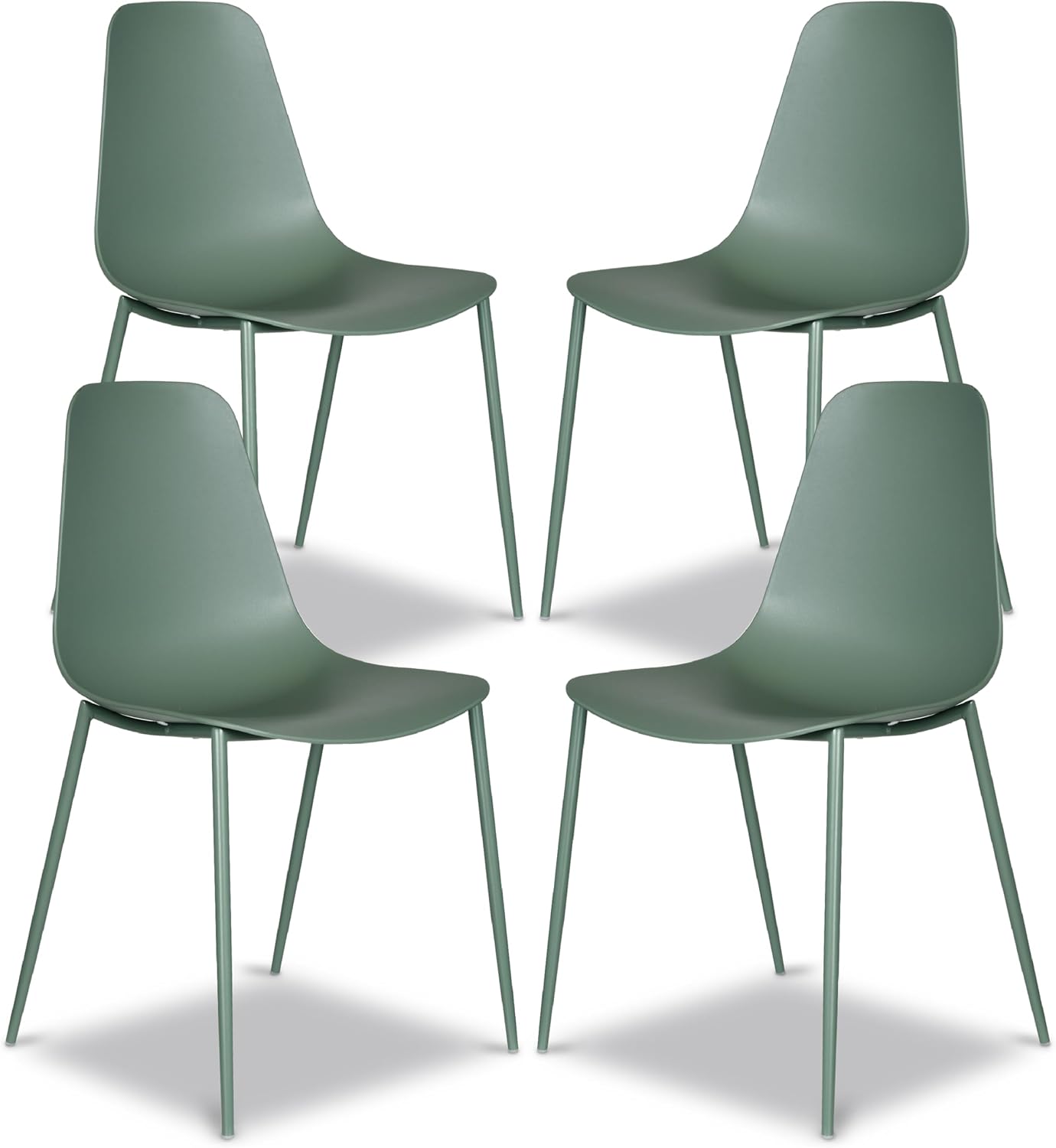 Isla Modern Kitchen Chairs Set of 4, Plastic Dining Chair with Metal Legs, Quick Assembly Simple Cafe Chairs Plastic for Indoor or Outdoor, Ocean Teal - Image 4