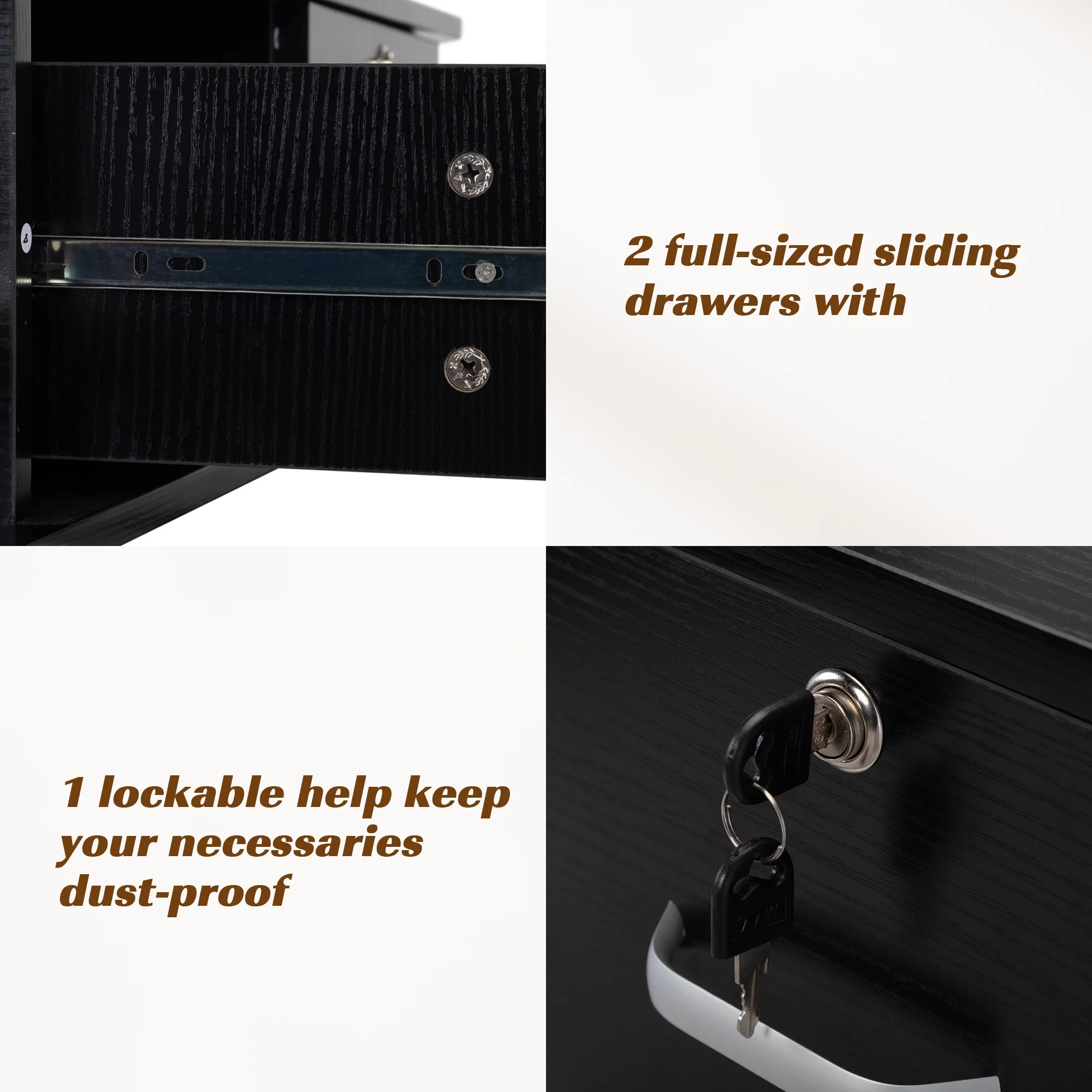 RESHABLE Modern Wall-Mounted Salon Station Barber Cabinet with Locking Drawer Storage Table for Hair Stylist Black - Image 8