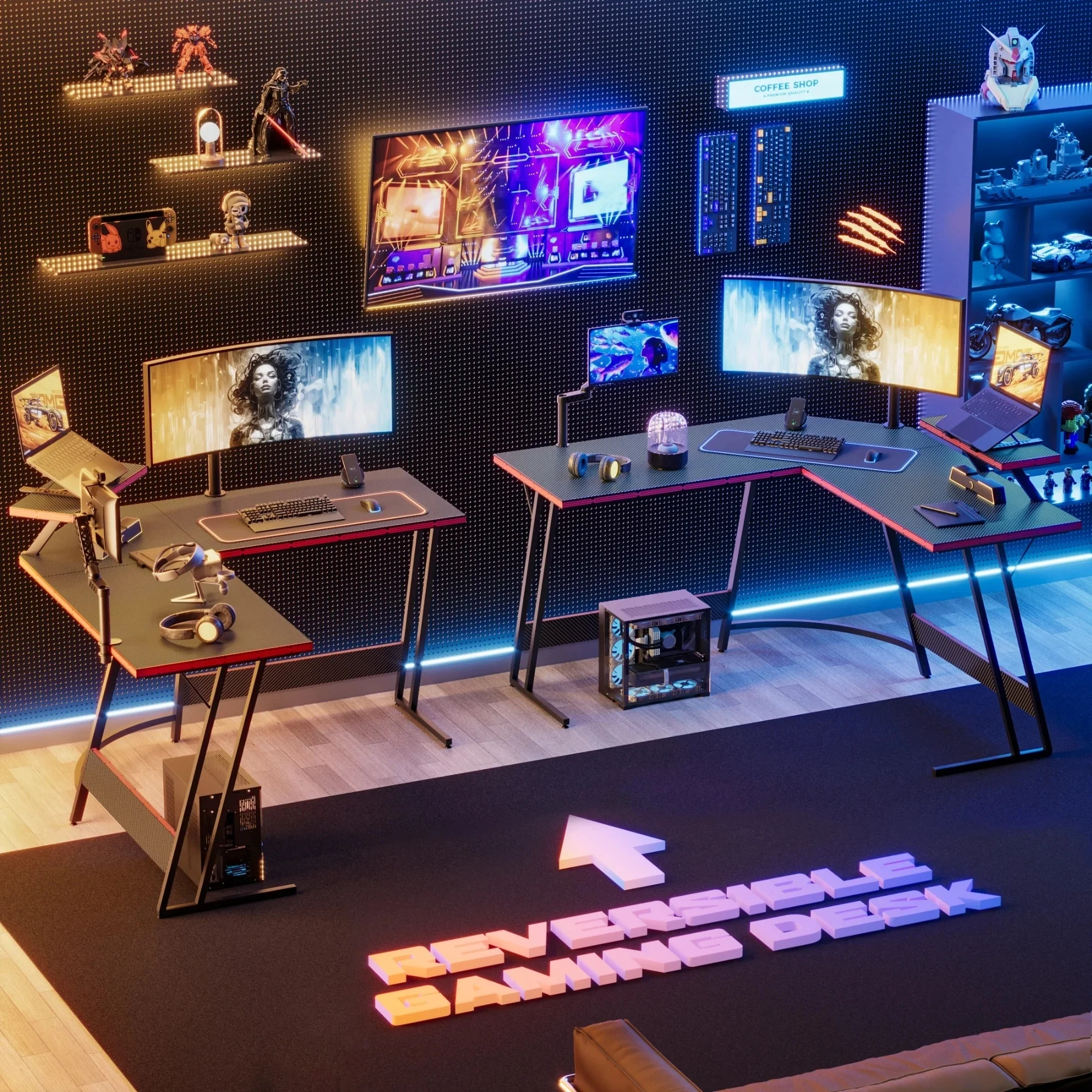 L-Shaped Gaming Desk, Computer Corner Desk and Office Writing Desk for Home - Image 14