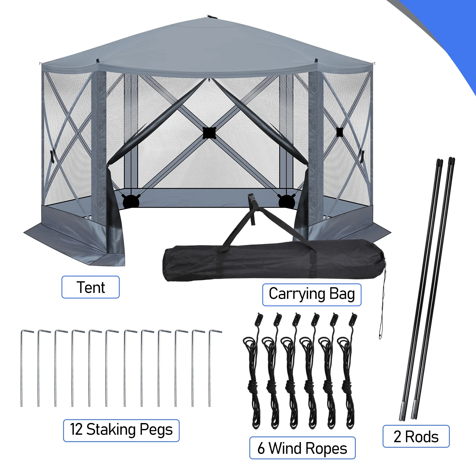 UBesGoo 12 x 12 Ez Pop Up Gazebo Canopy Tent with Mosquito Netting for Patio, Camping and Picnic Includes Carry Bag - Image 10
