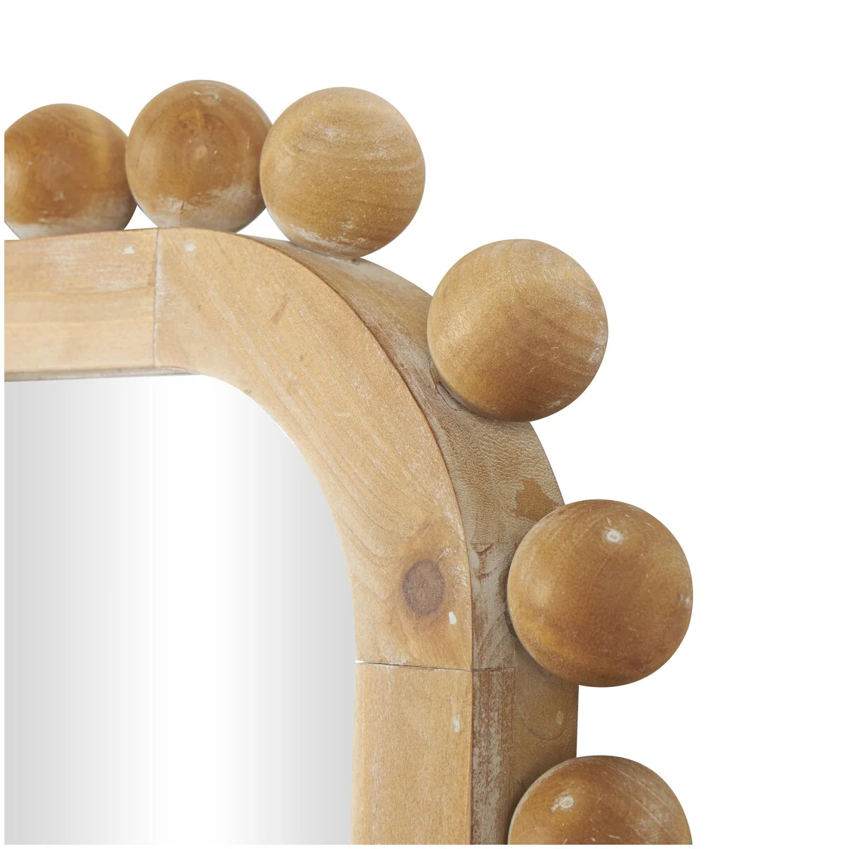 Brown Wood Wall Mirror with Beaded Frame, Rustic Decorative Mirror for Home - Image 6
