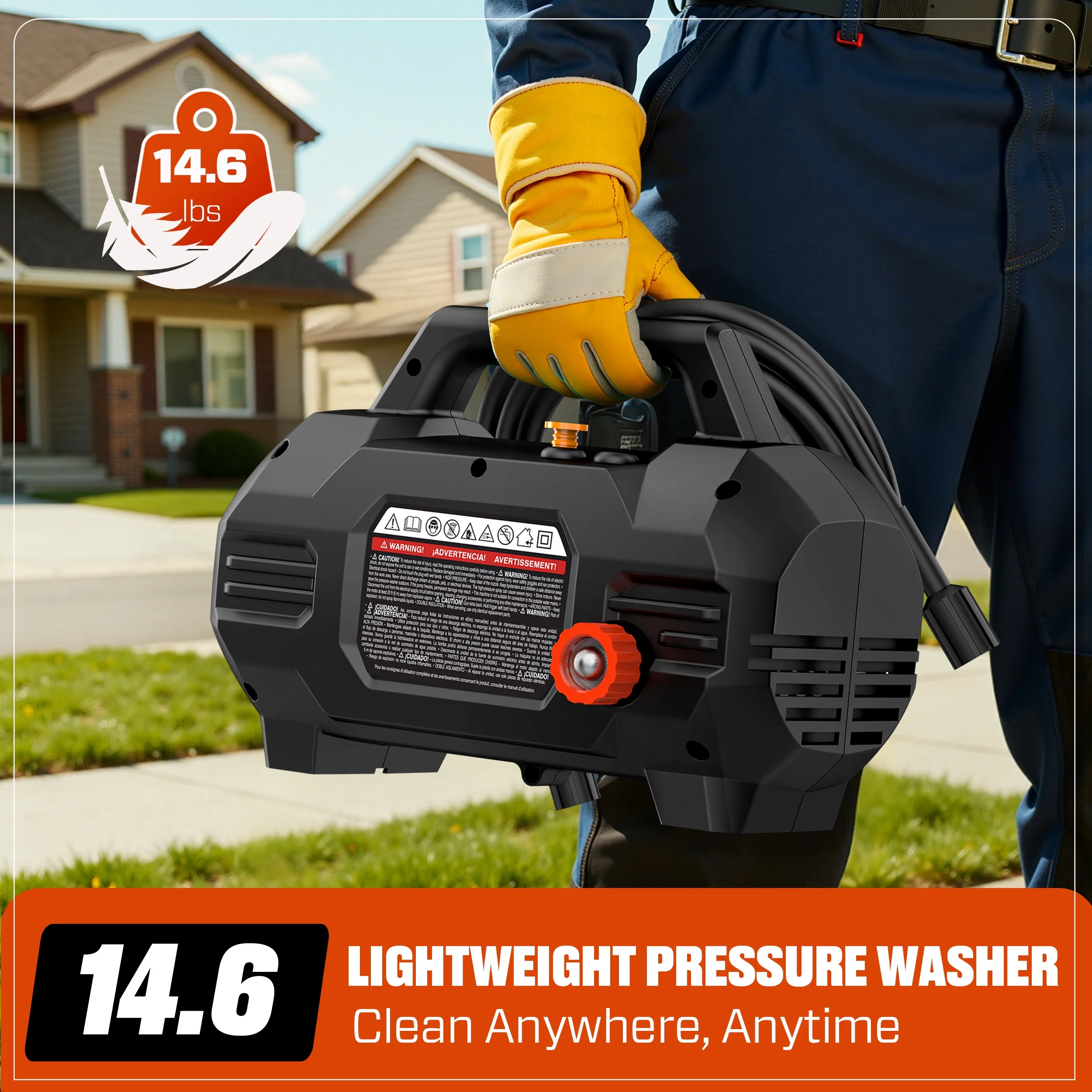 SENIX 2100 PSI Electric Pressure Washer with Foam Cannon, Brushless Motor,Lightweight & Portable, for Car House Patio Driveway Deck Fence, Outdoor Cleaning Power Washer - Image 8
