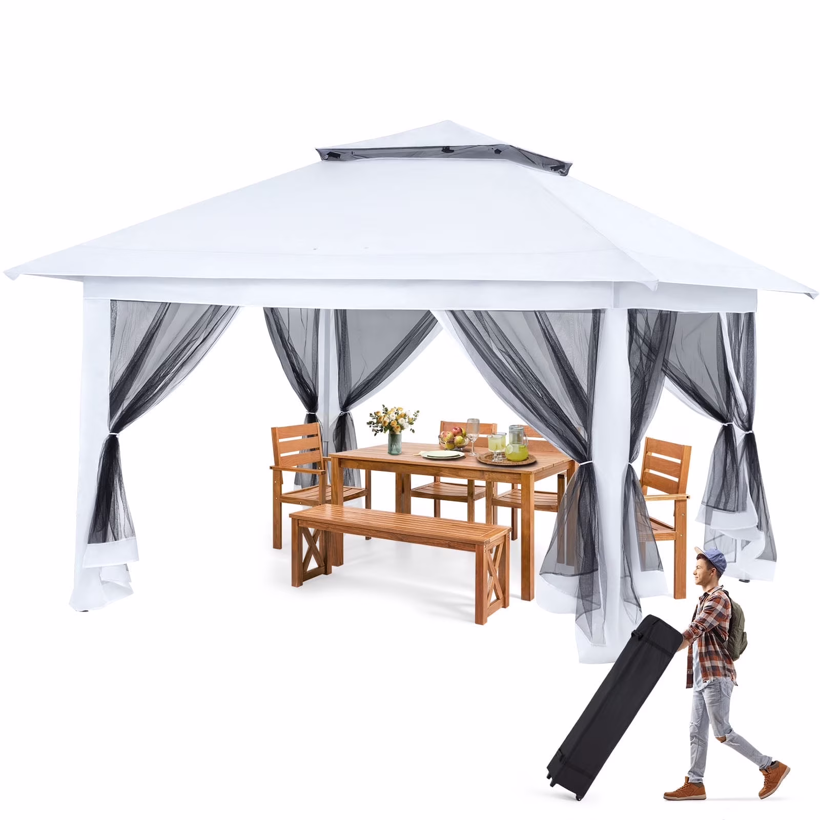 AVAWING 12x12 ft Outdoor Pop-up Canopy Party Tent Easy Setup Patio Wedding Tent, Khaki - Image 24