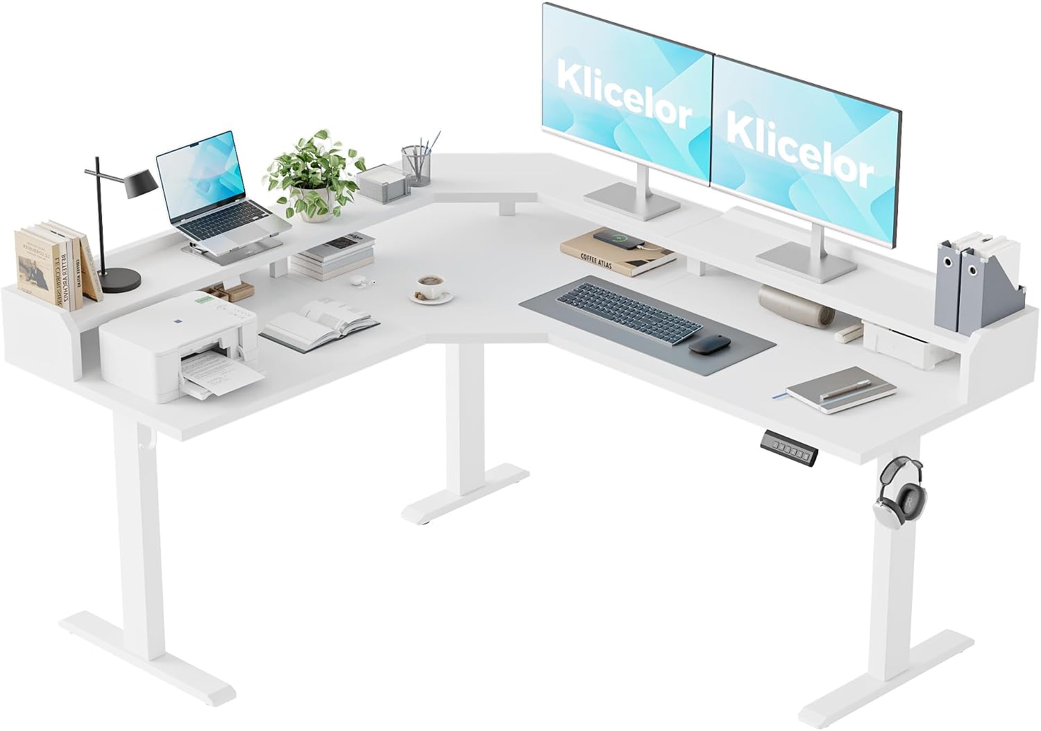 L Shaped Standing Desk 63 x 48 Inch, Electric Height Adjustable Corner Desk for Home Office Workstation, Ergonomic Sit to Stand Computer Table with Memory Controller, Rustic Brown - Image 14