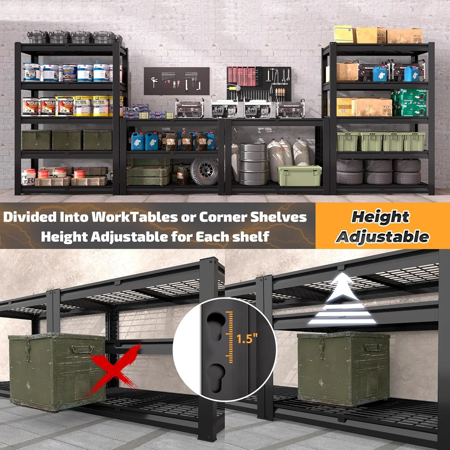 Heavy Duty Wire Storage Shelves -C Adjustable Industrial Metal Shelving Unit -C Utility Shelf for Garage, Warehouse, Basement, Pantry, Commercial - Image 14